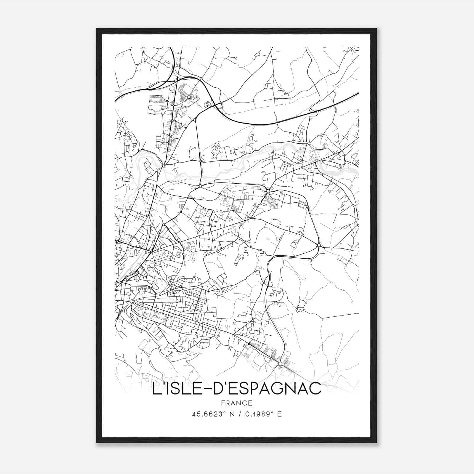 L’Isle-d’Espagnac France Map Poster, Modern Home Decor Wall Art Print