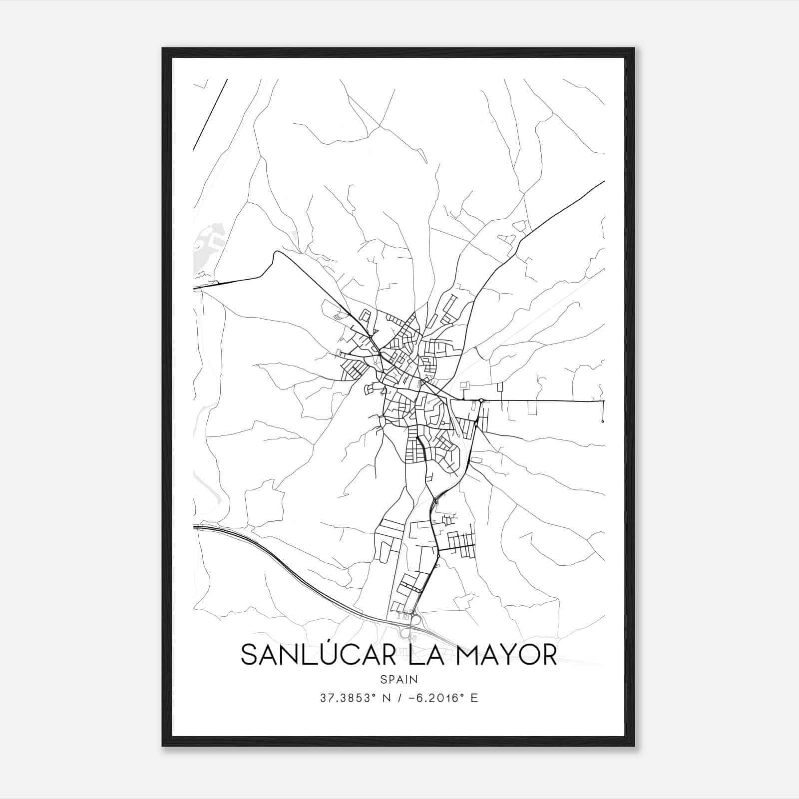 Sanlucar la Mayor Spain Map Poster, Modern Home Decor Wall Art Print