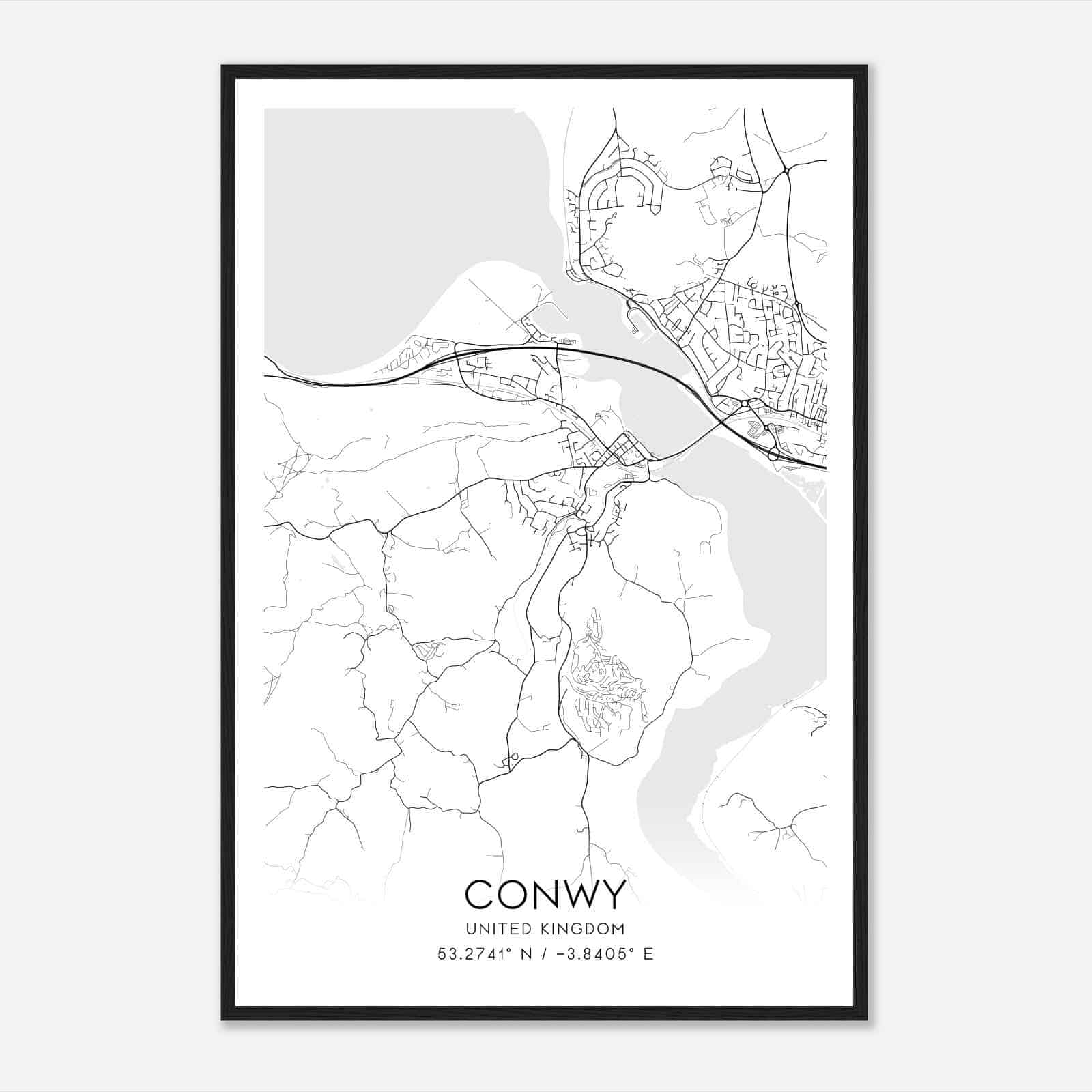 Conwy United Kingdom Map Poster, Modern Home Decor Wall Art Print