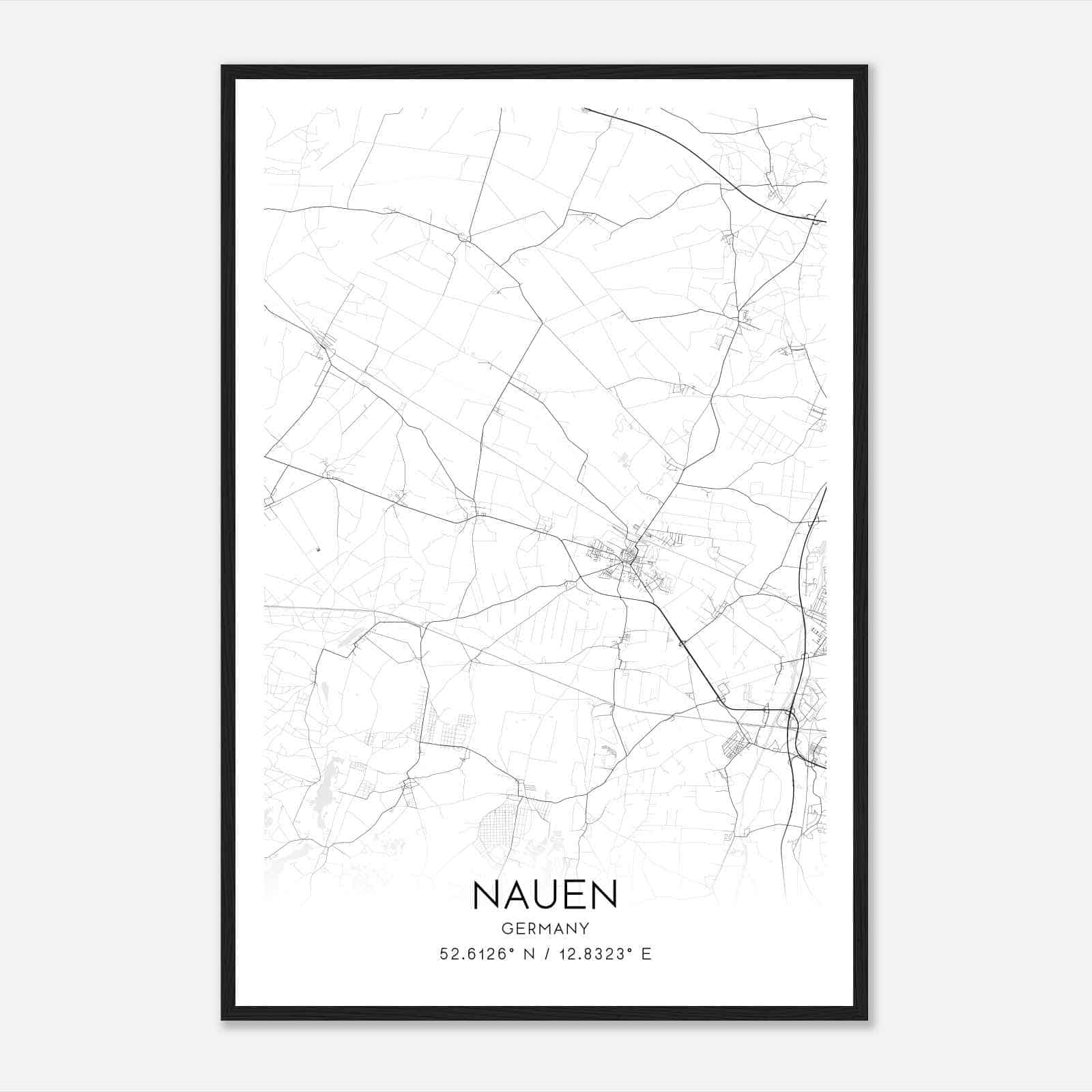 Nauen Germany Map Poster, Modern Home Decor Wall Art Print