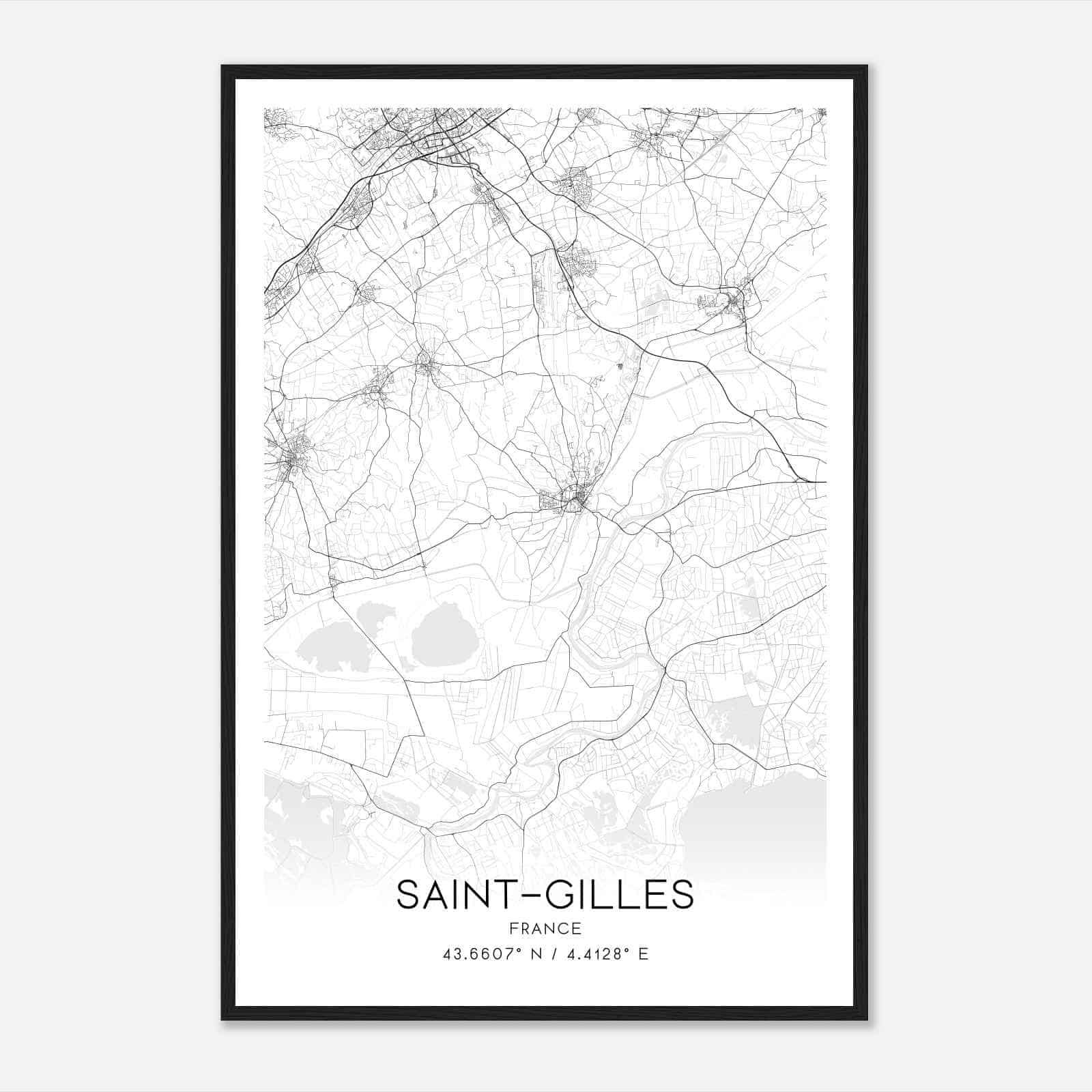 Saint-Gilles France Map Poster, Modern Home Decor Wall Art Print