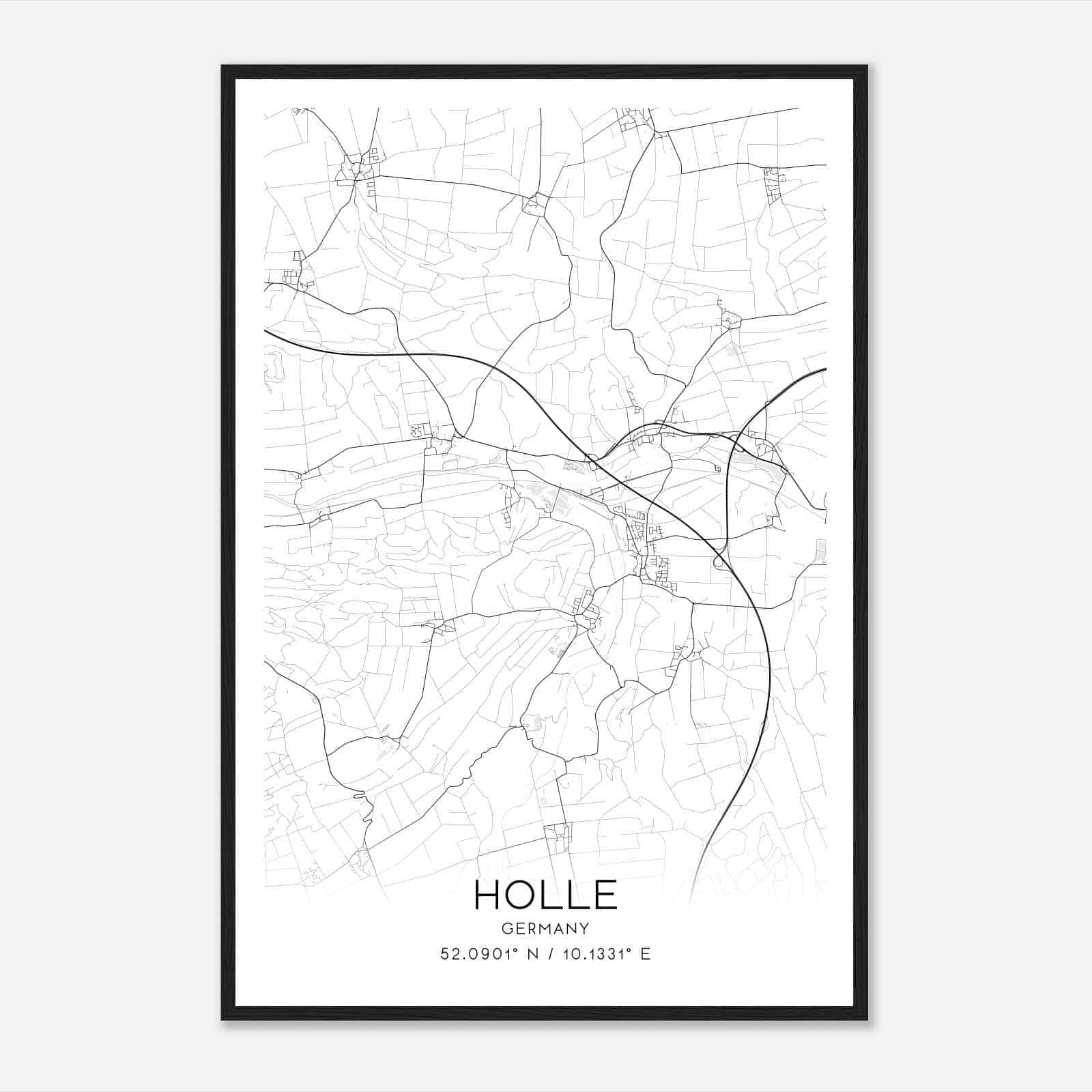 Holle Germany Map Poster, Modern Home Decor Wall Art Print