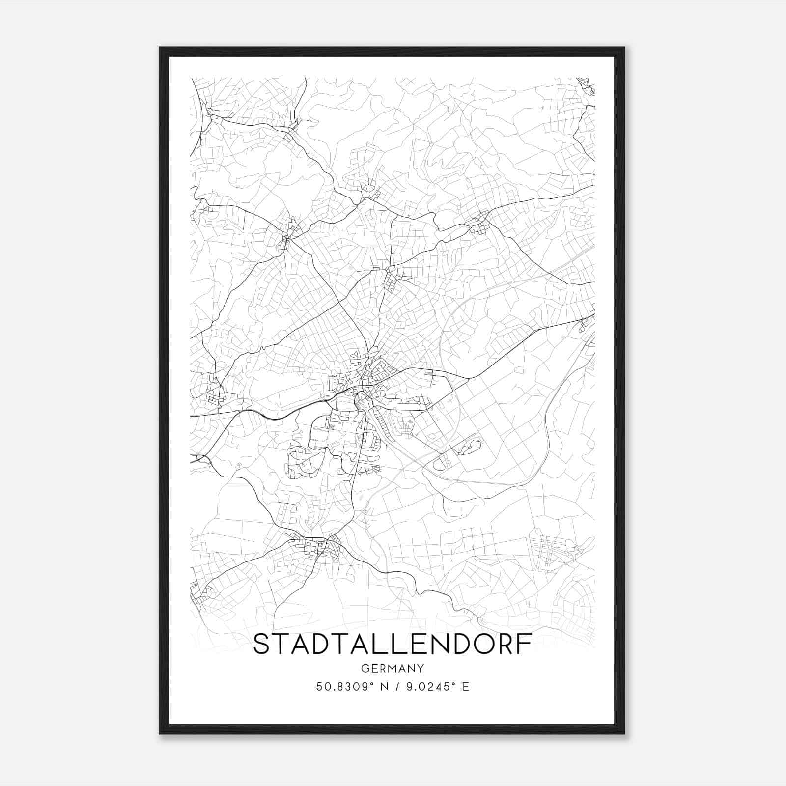 Stadtallendorf Germany Map Poster, Modern Home Decor Wall Art Print