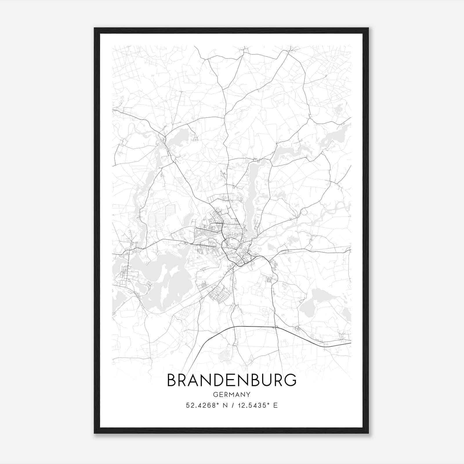 Brandenburg Germany Map Poster, Modern Home Decor Wall Art Print