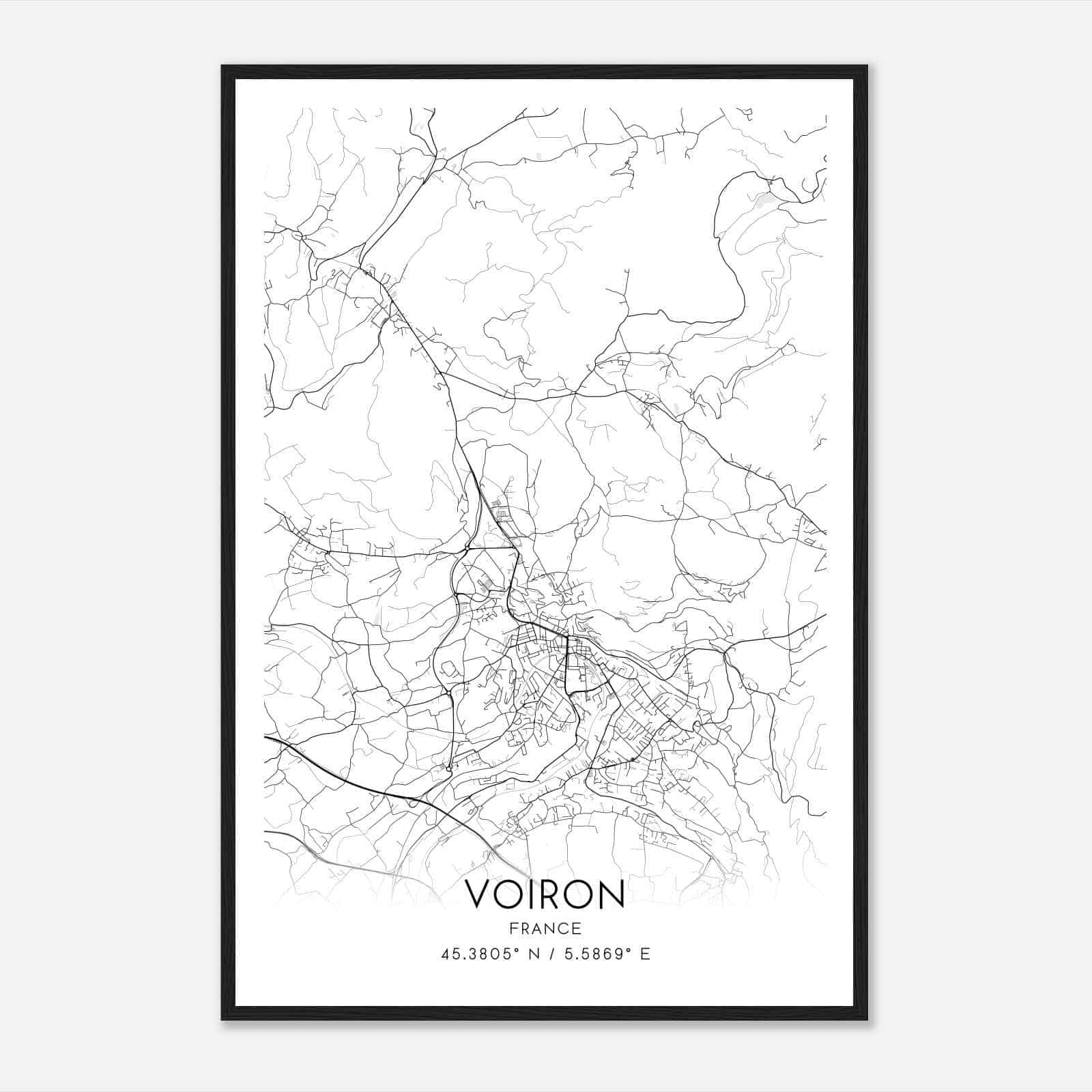 Voiron France Map Poster, Modern Home Decor Wall Art Print