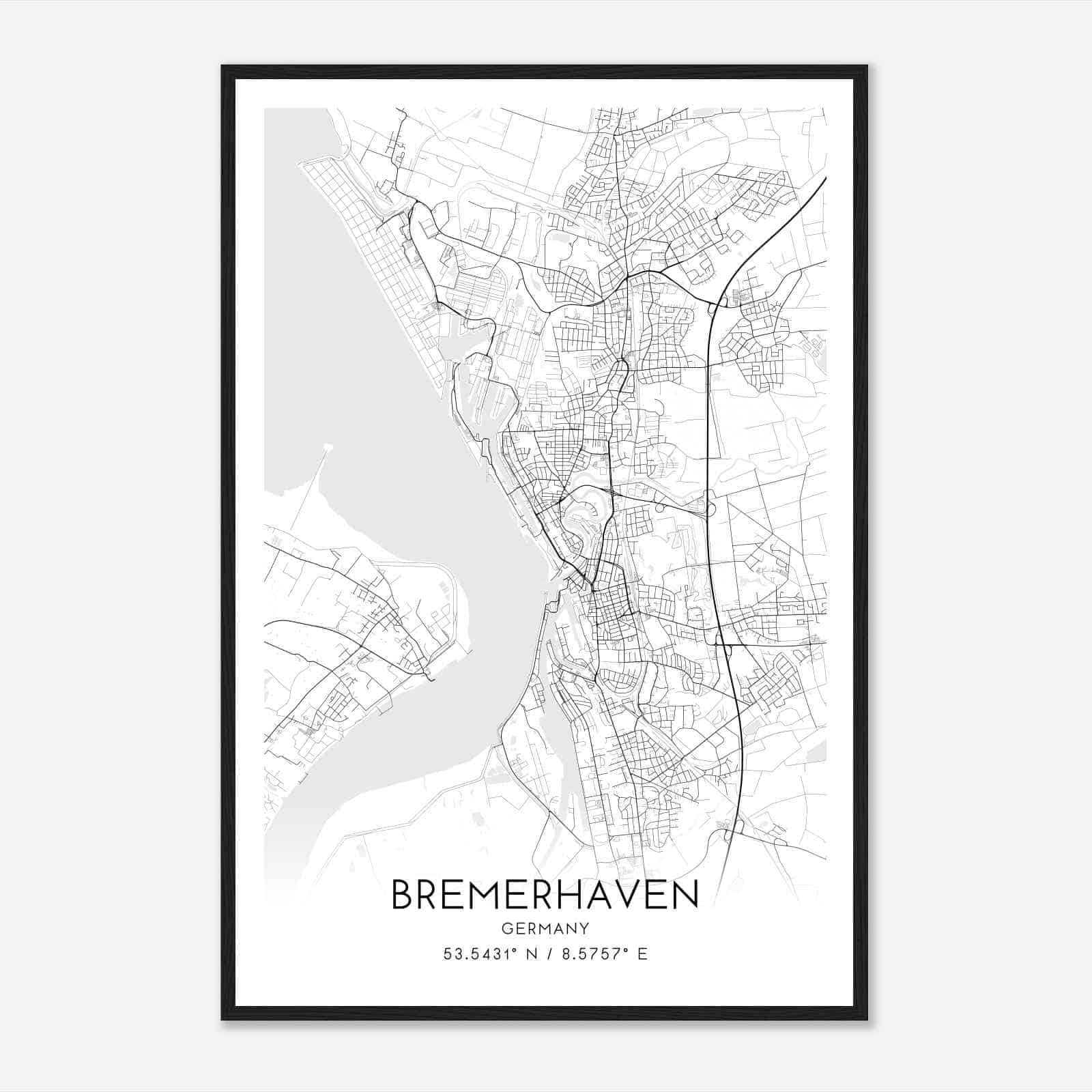 Bremerhaven Germany Map Poster, Modern Home Decor Wall Art Print