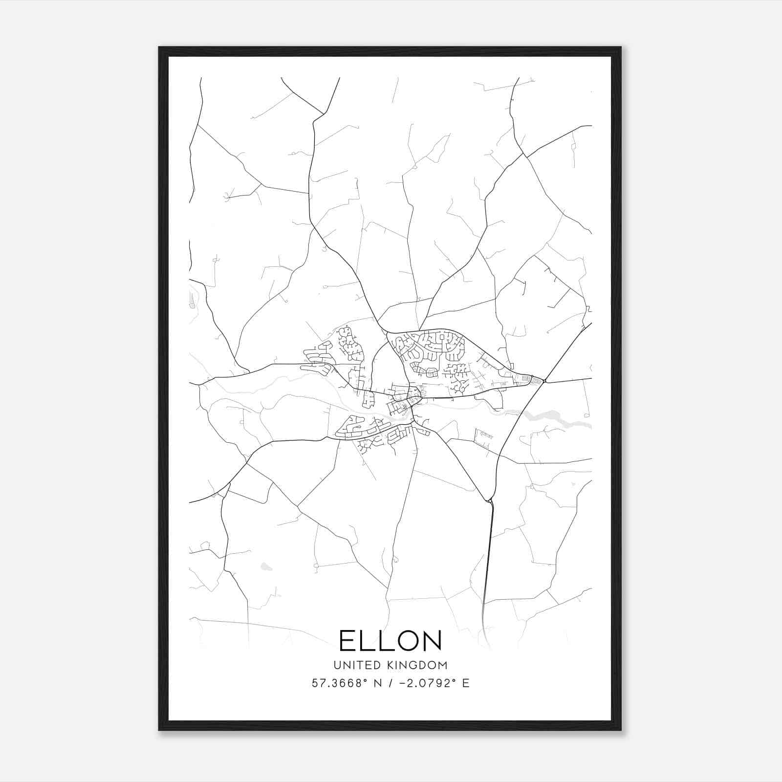Ellon United Kingdom Map Poster, Modern Home Decor Wall Art Print