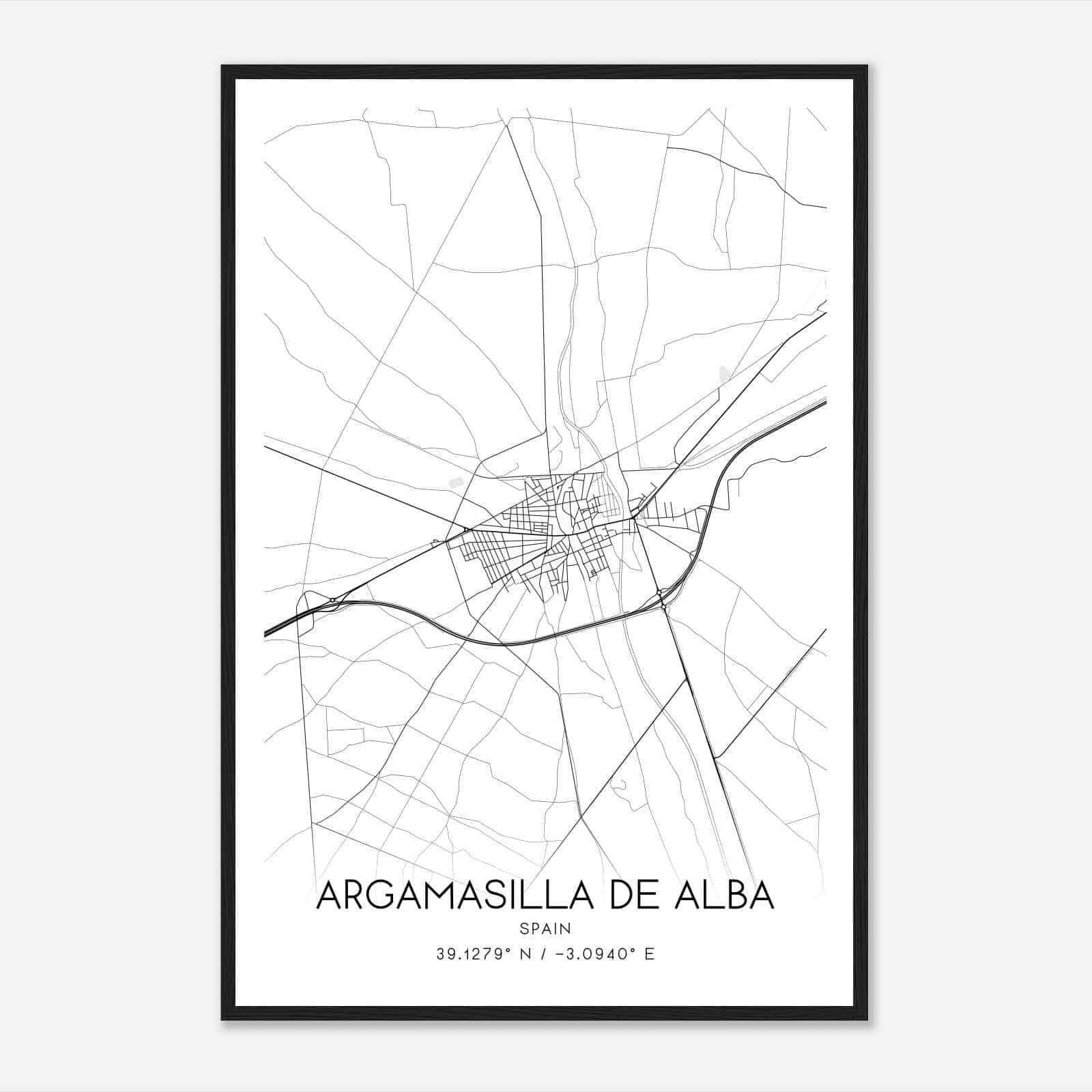 Argamasilla de Alba Spain Map Poster, Modern Home Decor Wall Art Print