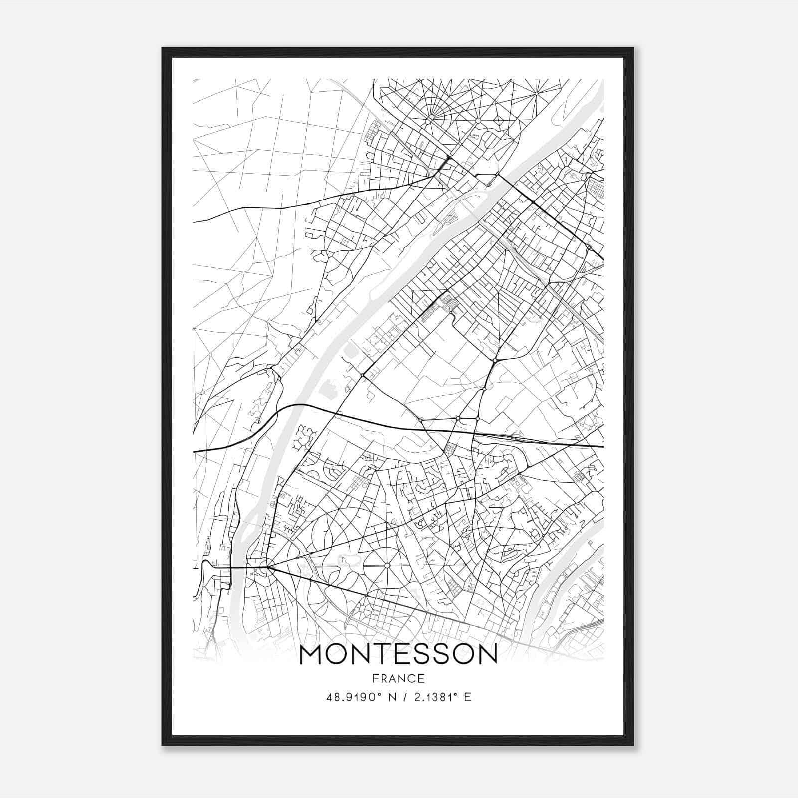 Montesson France Map Poster, Modern Home Decor Wall Art Print