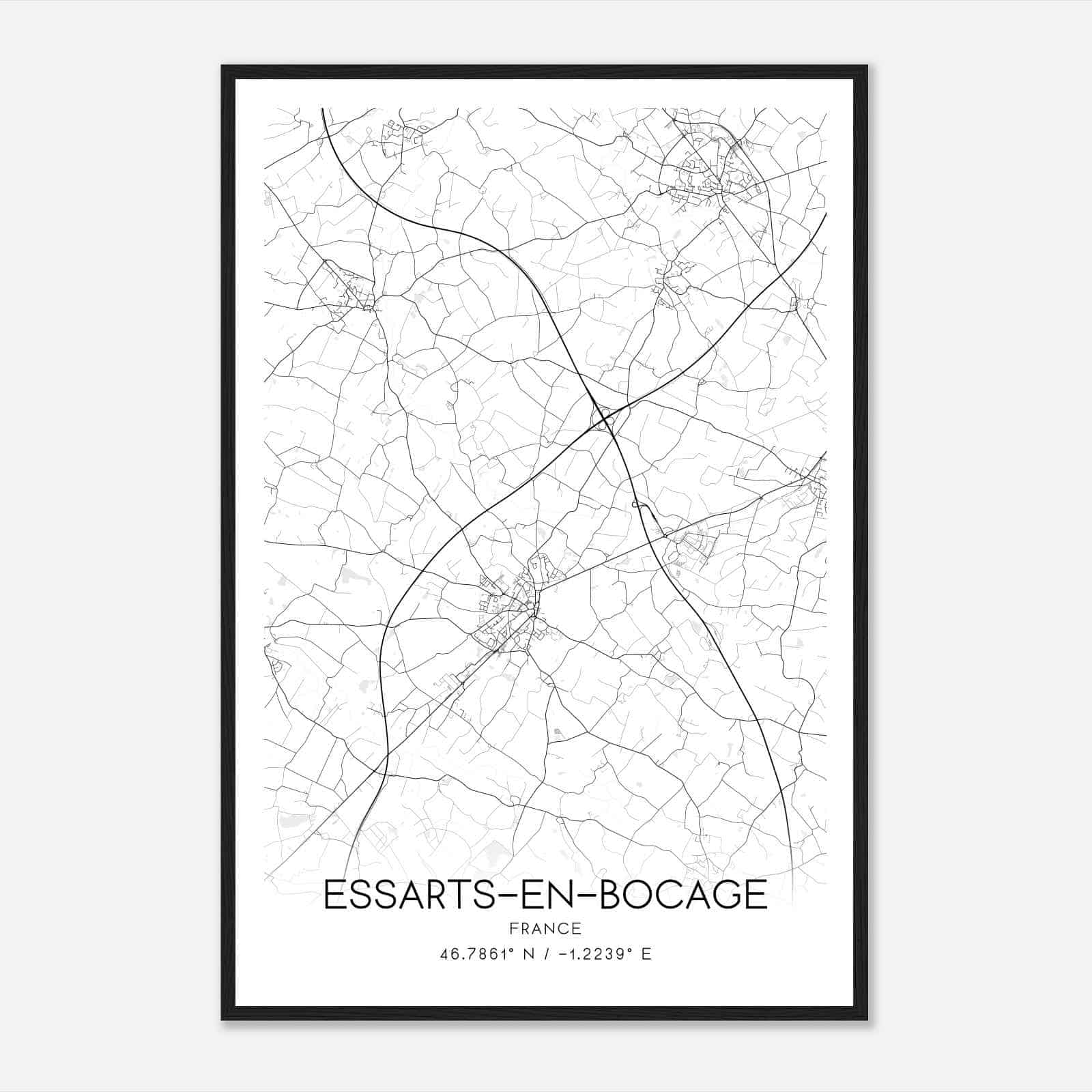 Les Essarts France Map Poster, Modern Home Decor Wall Art Print