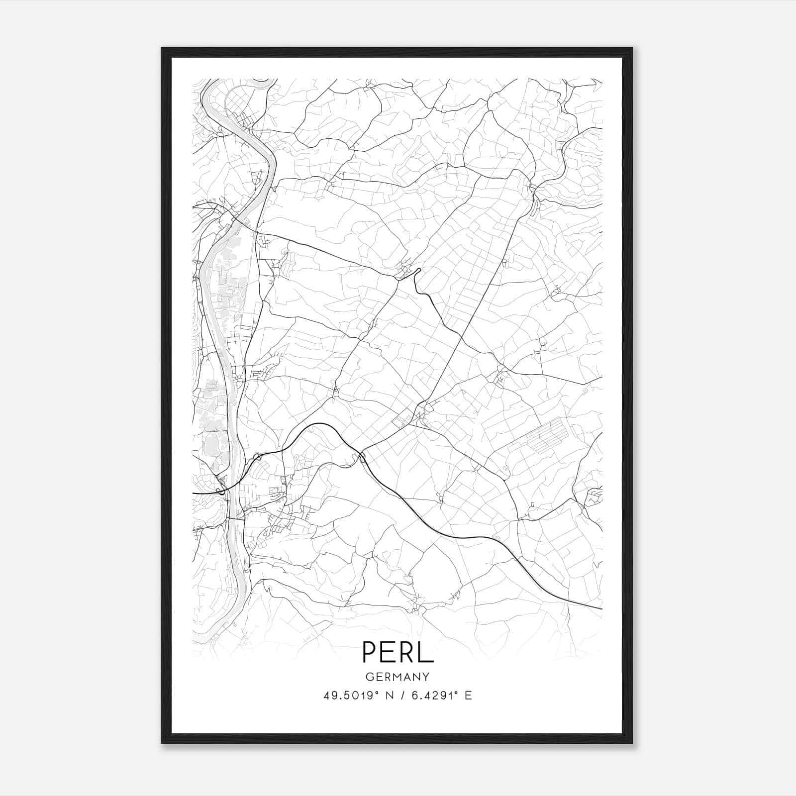 Perl Germany Map Poster, Modern Home Decor Wall Art Print