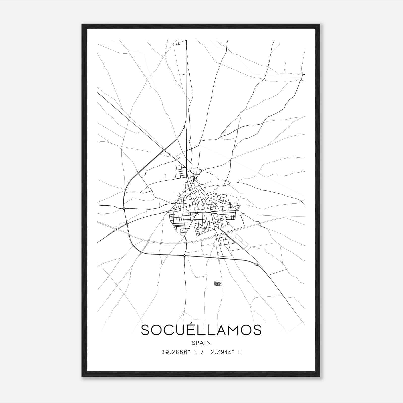 Socuellamos Spain Map Poster, Modern Home Decor Wall Art Print
