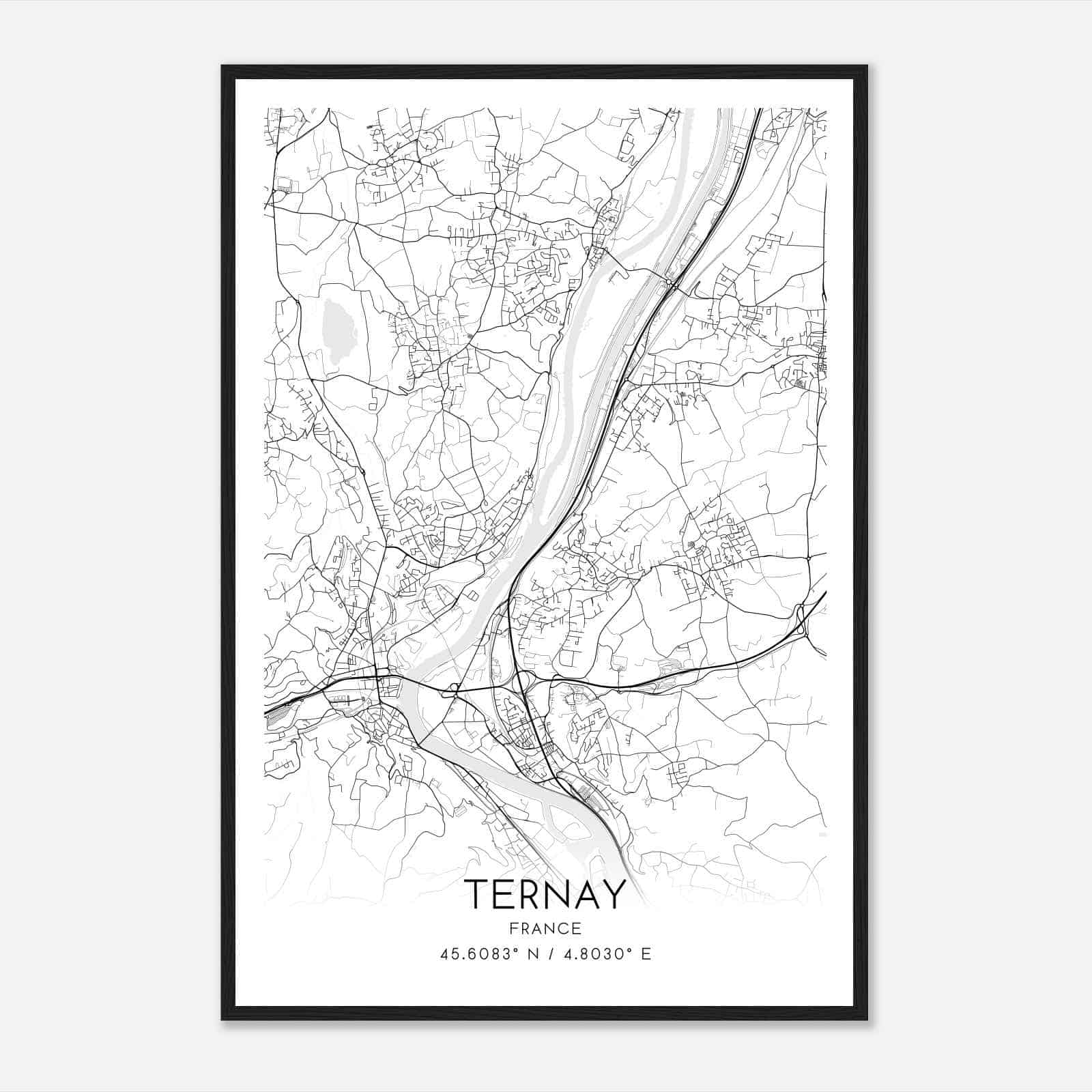 Ternay France Map Poster, Modern Home Decor Wall Art Print
