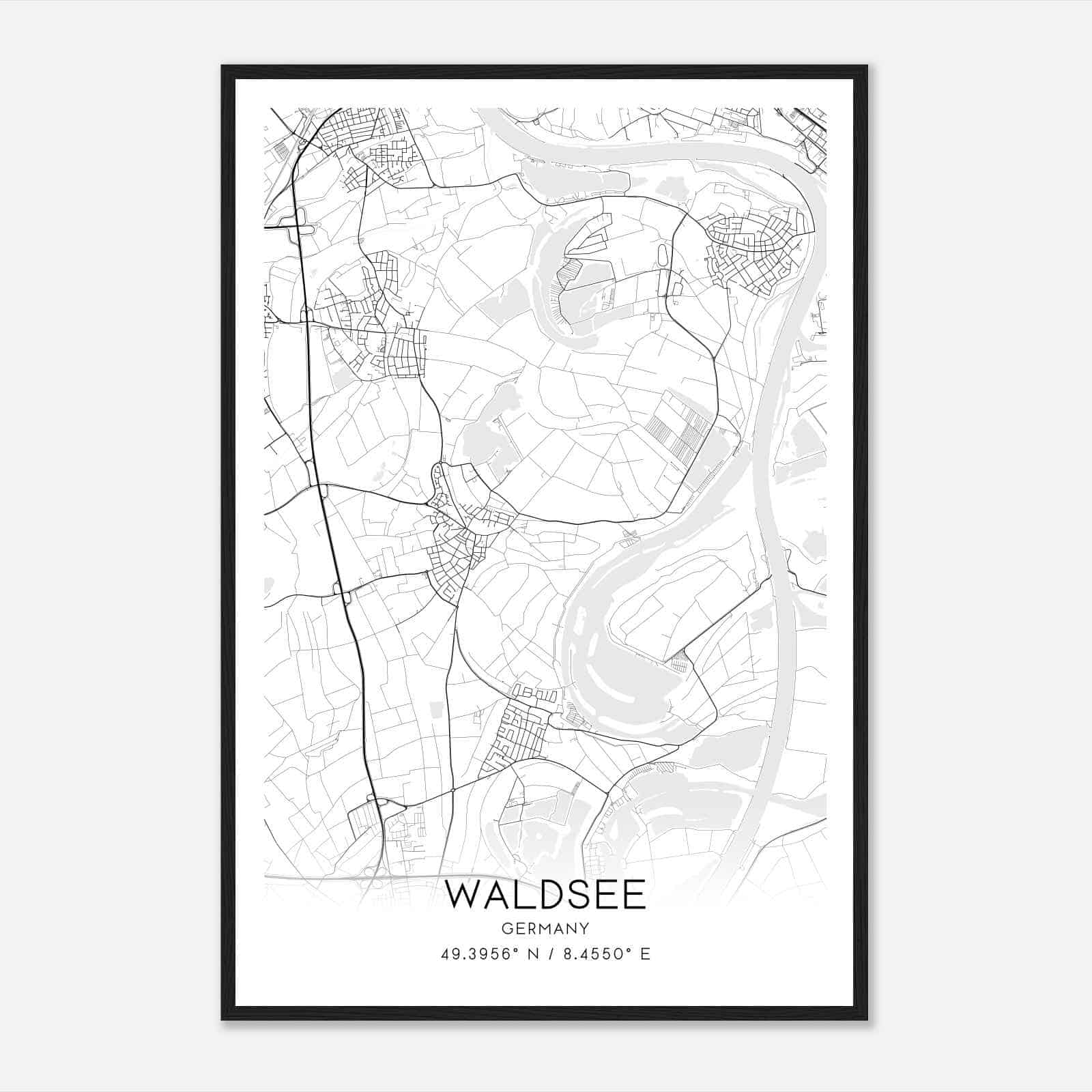 Waldsee Germany Map Poster, Modern Home Decor Wall Art Print