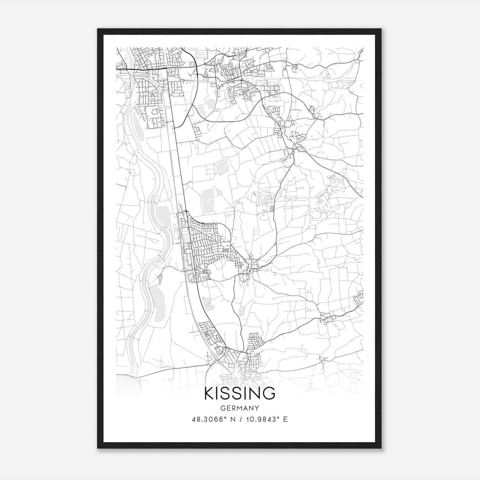 Kissing Germany Map Poster, Modern Home Decor Wall Art Print