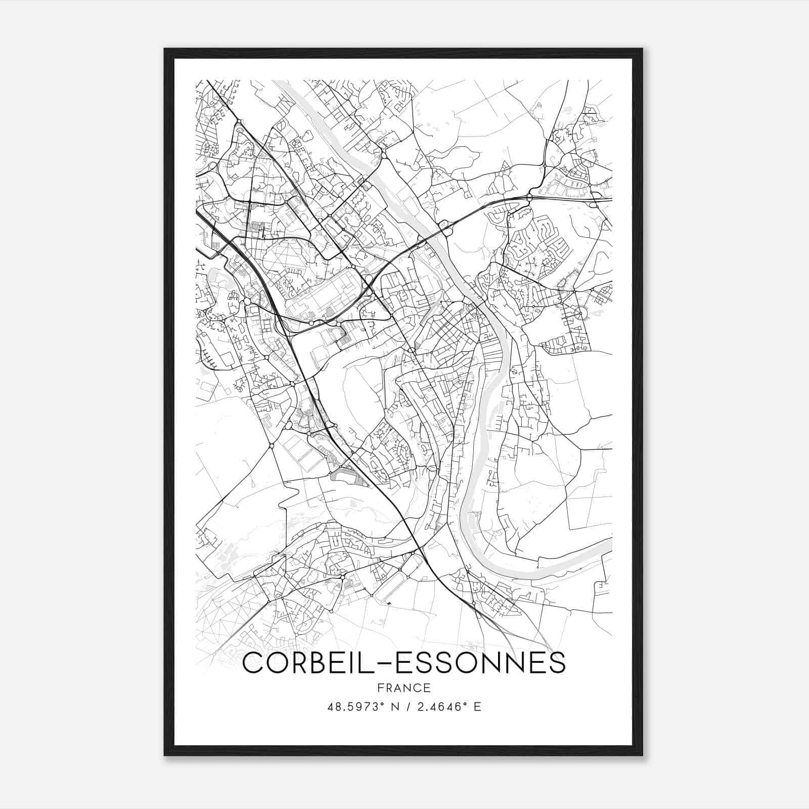 Corbeil-Essonnes France Map Poster, Modern Home Decor Wall Art Print
