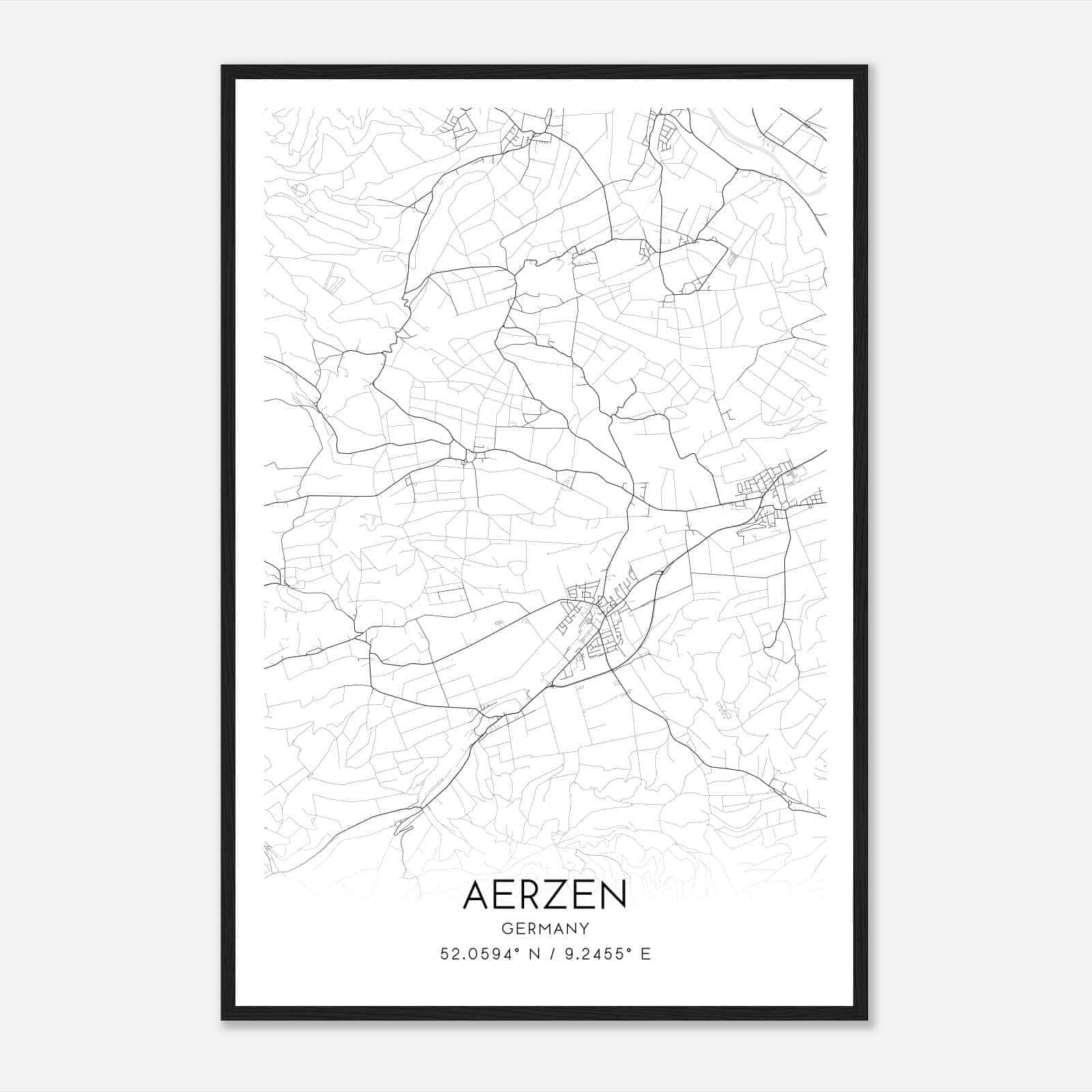 Aerzen Germany Map Poster, Modern Home Decor Wall Art Print