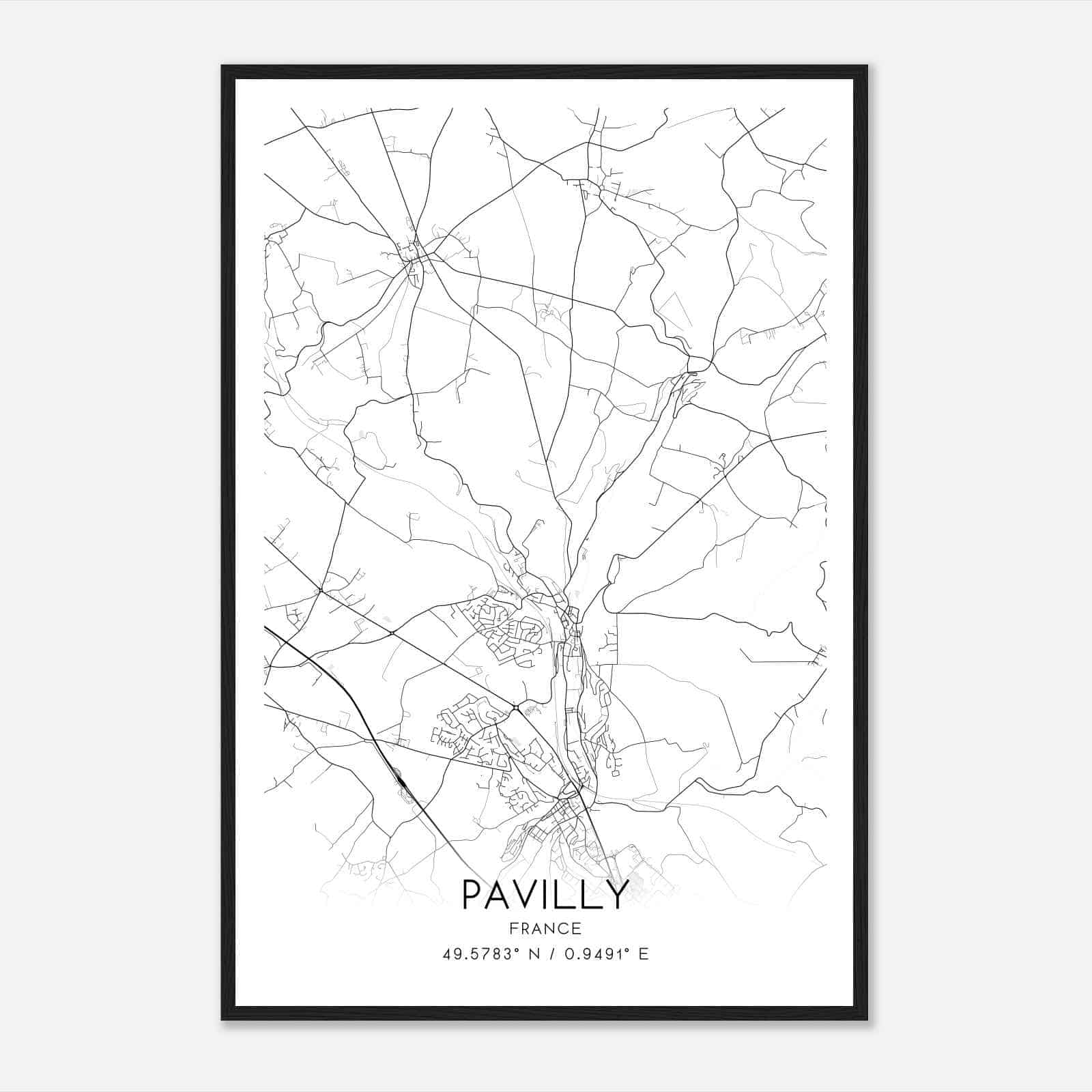 Pavilly France Map Poster, Modern Home Decor Wall Art Print