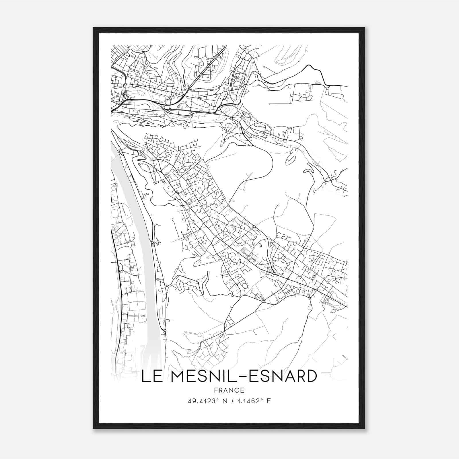 Le Mesnil-Esnard France Map Poster, Modern Home Decor Wall Art Print
