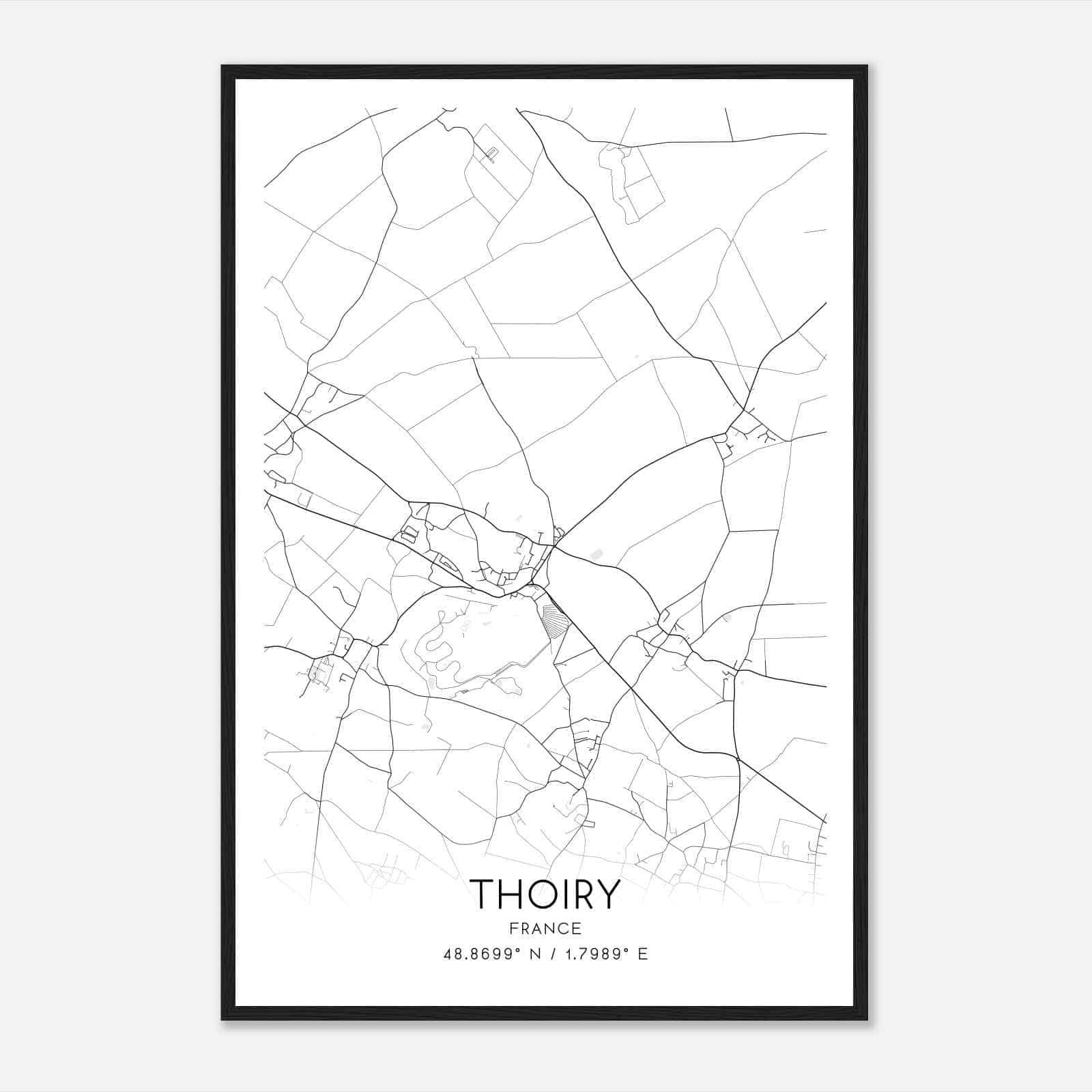 Thoiry France Map Poster, Modern Home Decor Wall Art Print