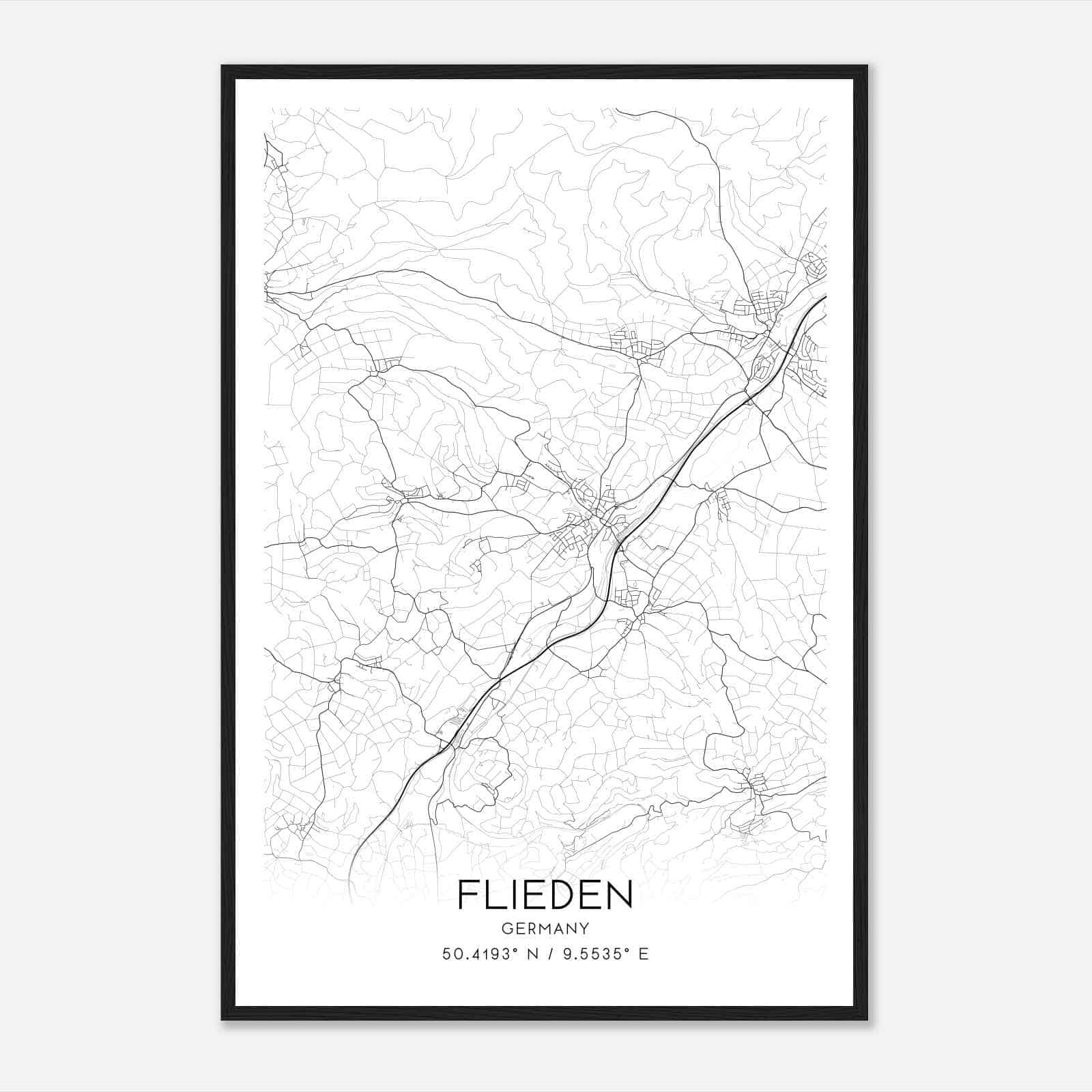 Flieden Germany Map Poster, Modern Home Decor Wall Art Print