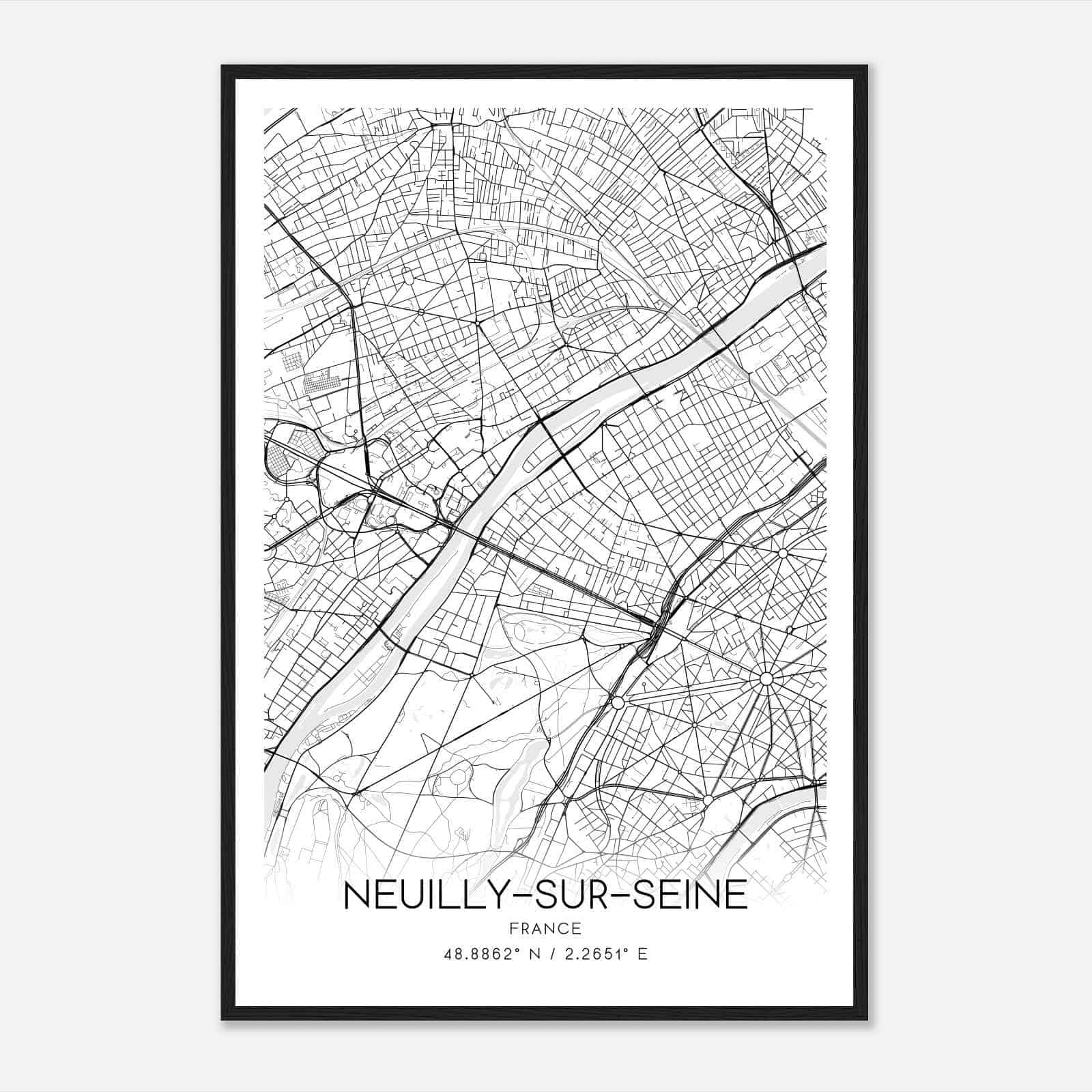 Neuilly-sur-Seine France Map Poster, Modern Home Decor Wall Art Print