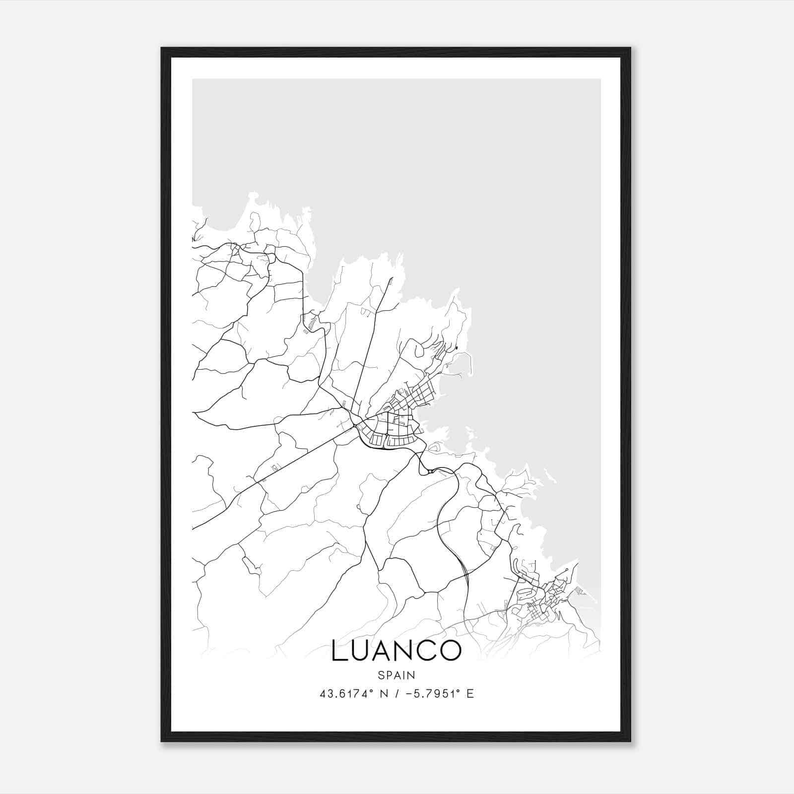Luanco Spain Map Poster, Modern Home Decor Wall Art Print