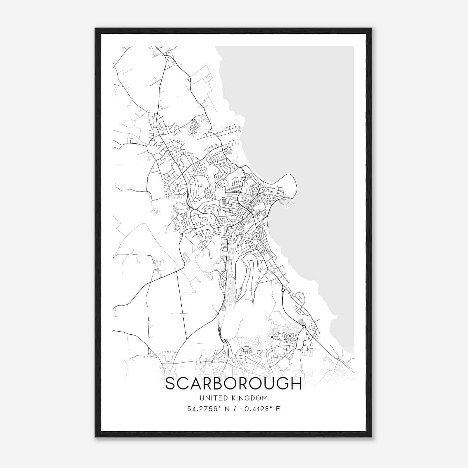 Scarborough United Kingdom Map Poster, Modern Home Decor Wall Art Print