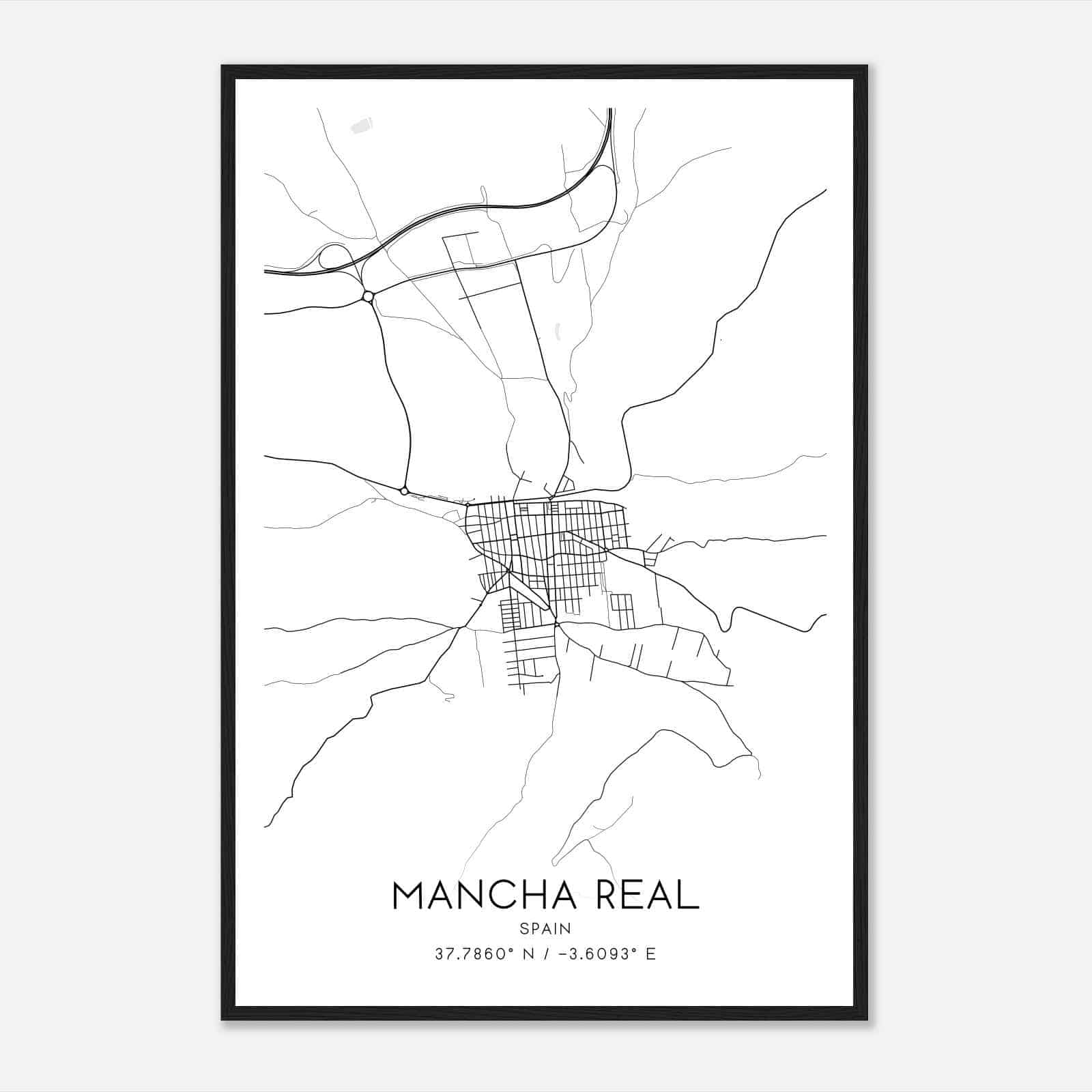 Mancha Real Spain Map Poster, Modern Home Decor Wall Art Print