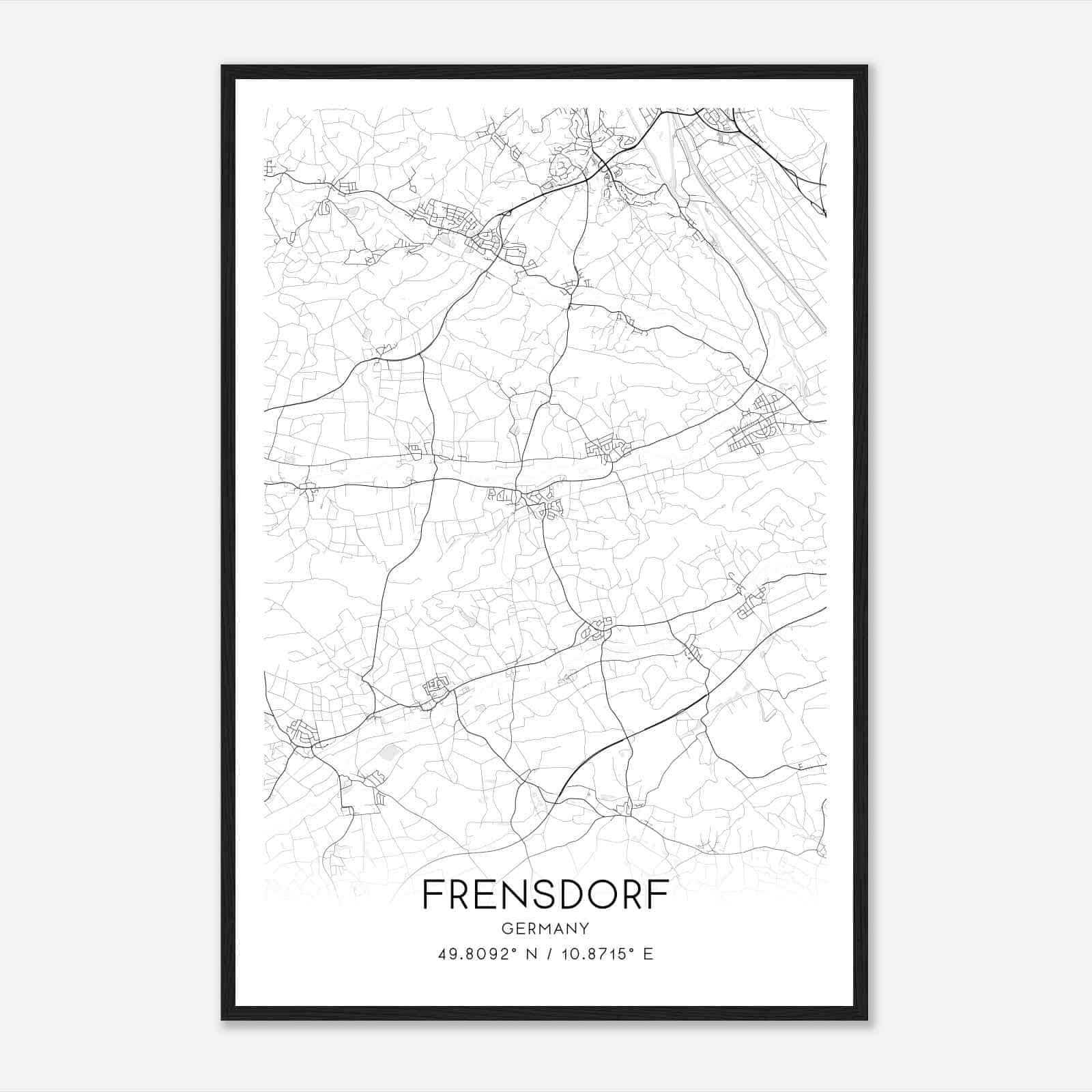 Frensdorf Germany Map Poster, Modern Home Decor Wall Art Print