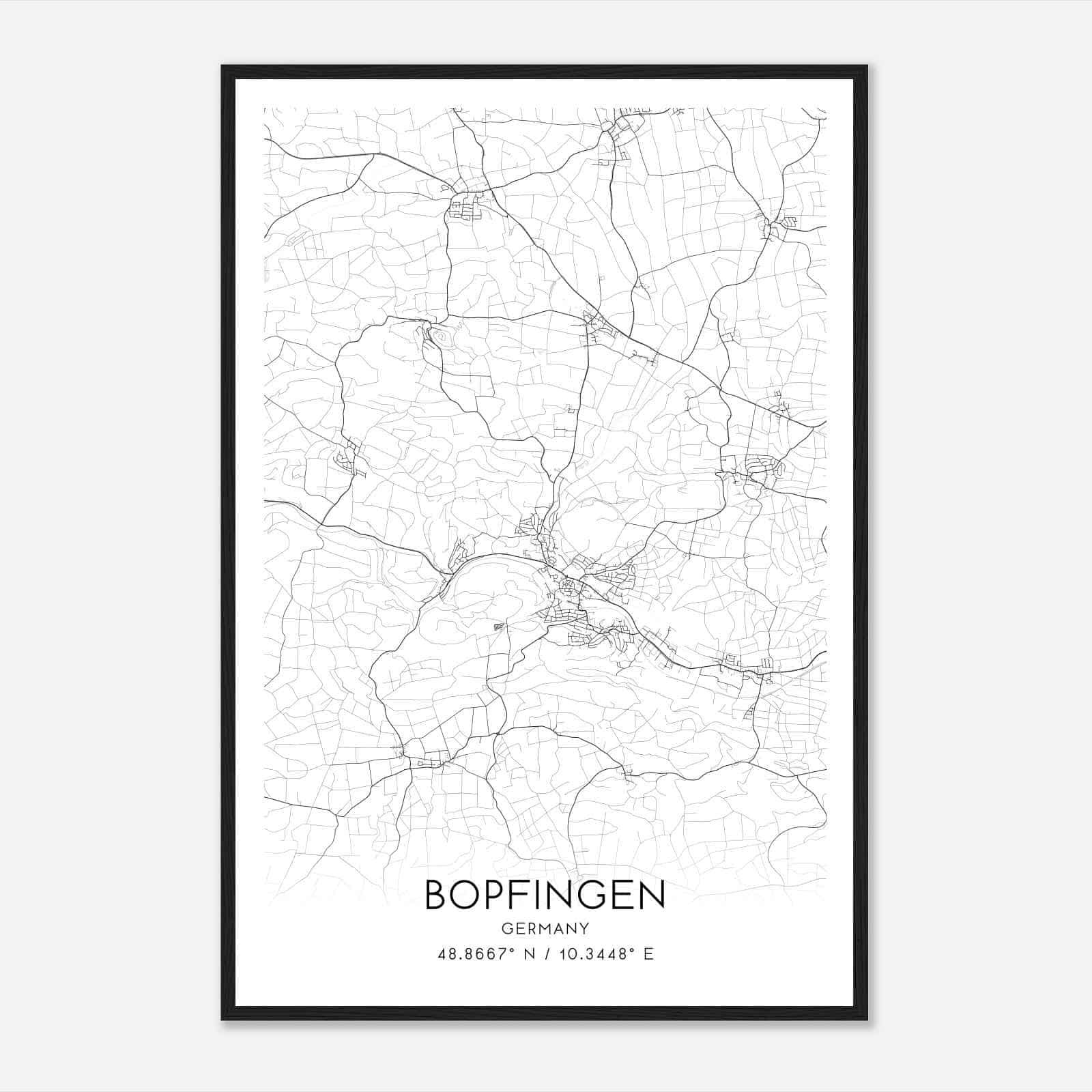 Bopfingen Germany Map Poster, Modern Home Decor Wall Art Print