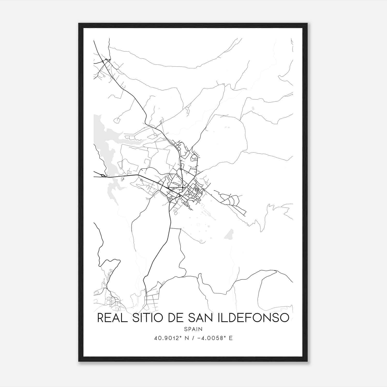 San Ildefonso Spain Map Poster, Modern Home Decor Wall Art Print