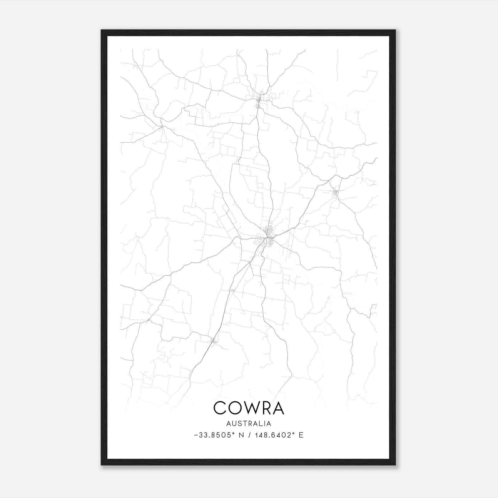 Cowra Australia Map Poster, Modern Home Decor Wall Art Print