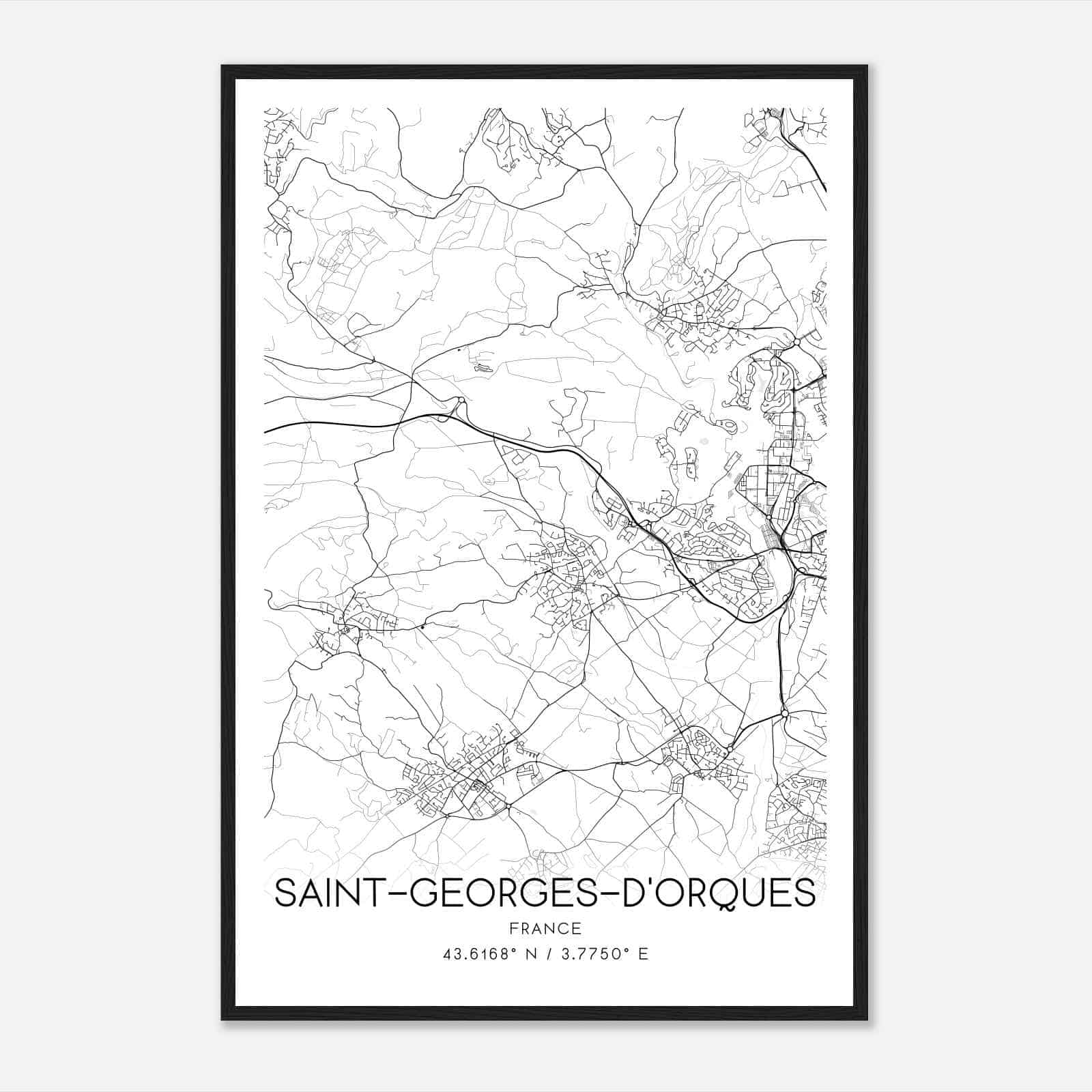 Saint-Georges-d’Orques France Map Poster, Modern Home Decor Wall Art Print