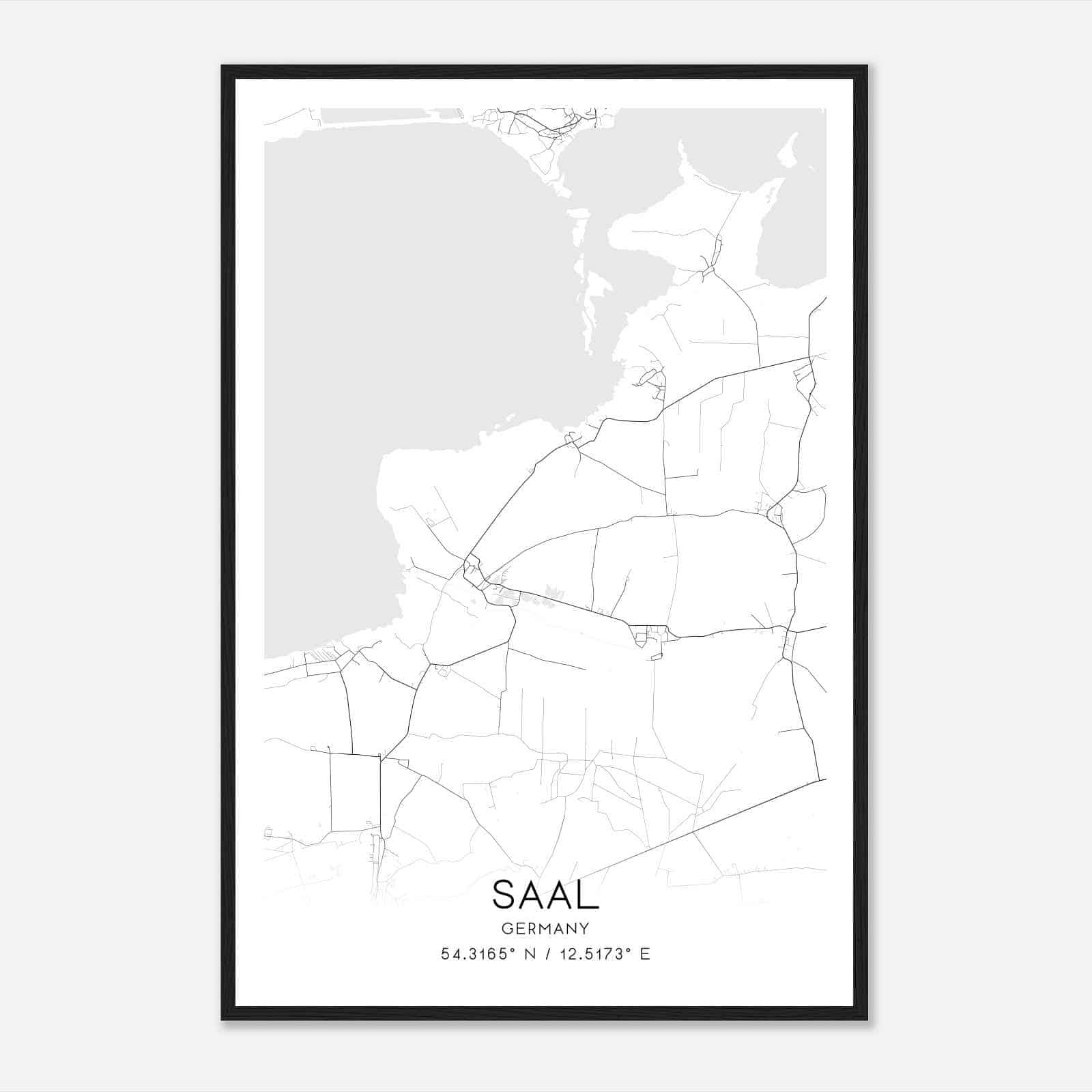 Saal Germany Map Poster, Modern Home Decor Wall Art Print