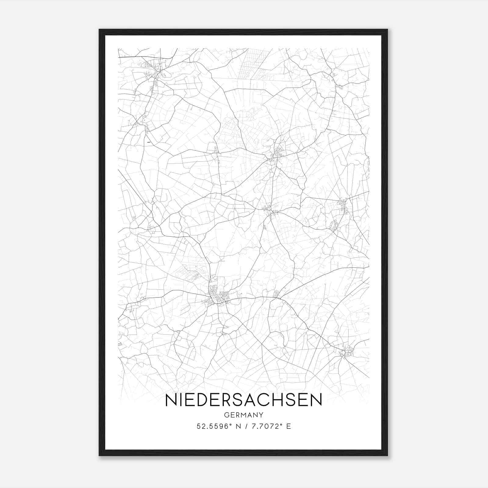 Furstenau Germany Map Poster, Modern Home Decor Wall Art Print