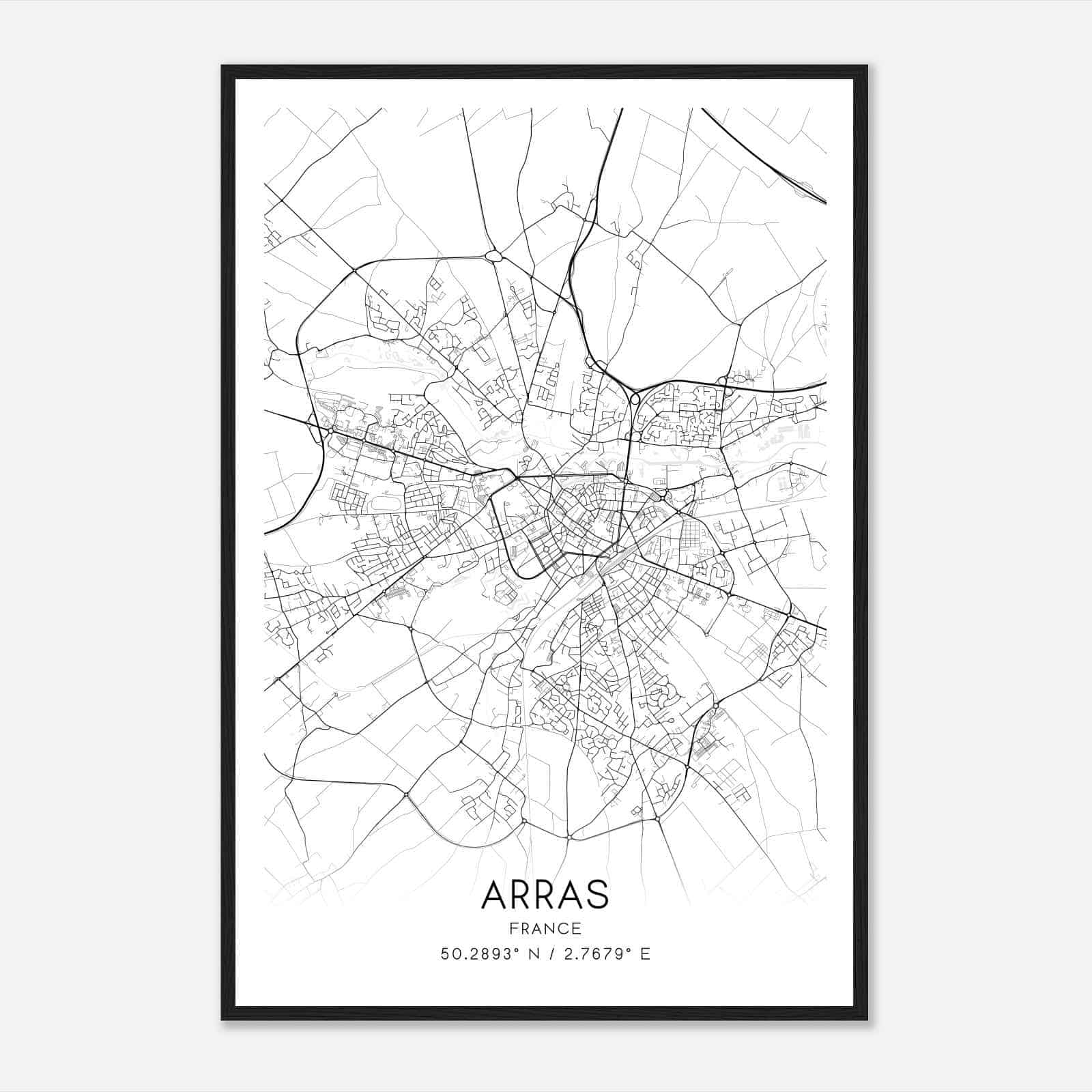 Arras France Map Poster, Modern Home Decor Wall Art Print