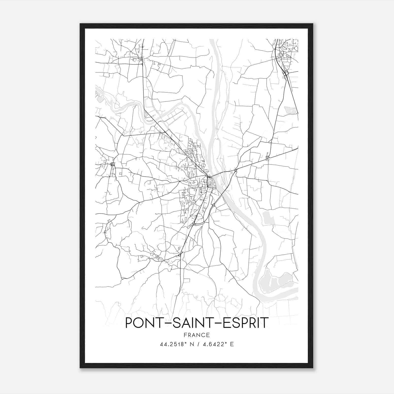 Pont-Saint-Esprit France Map Poster, Modern Home Decor Wall Art Print