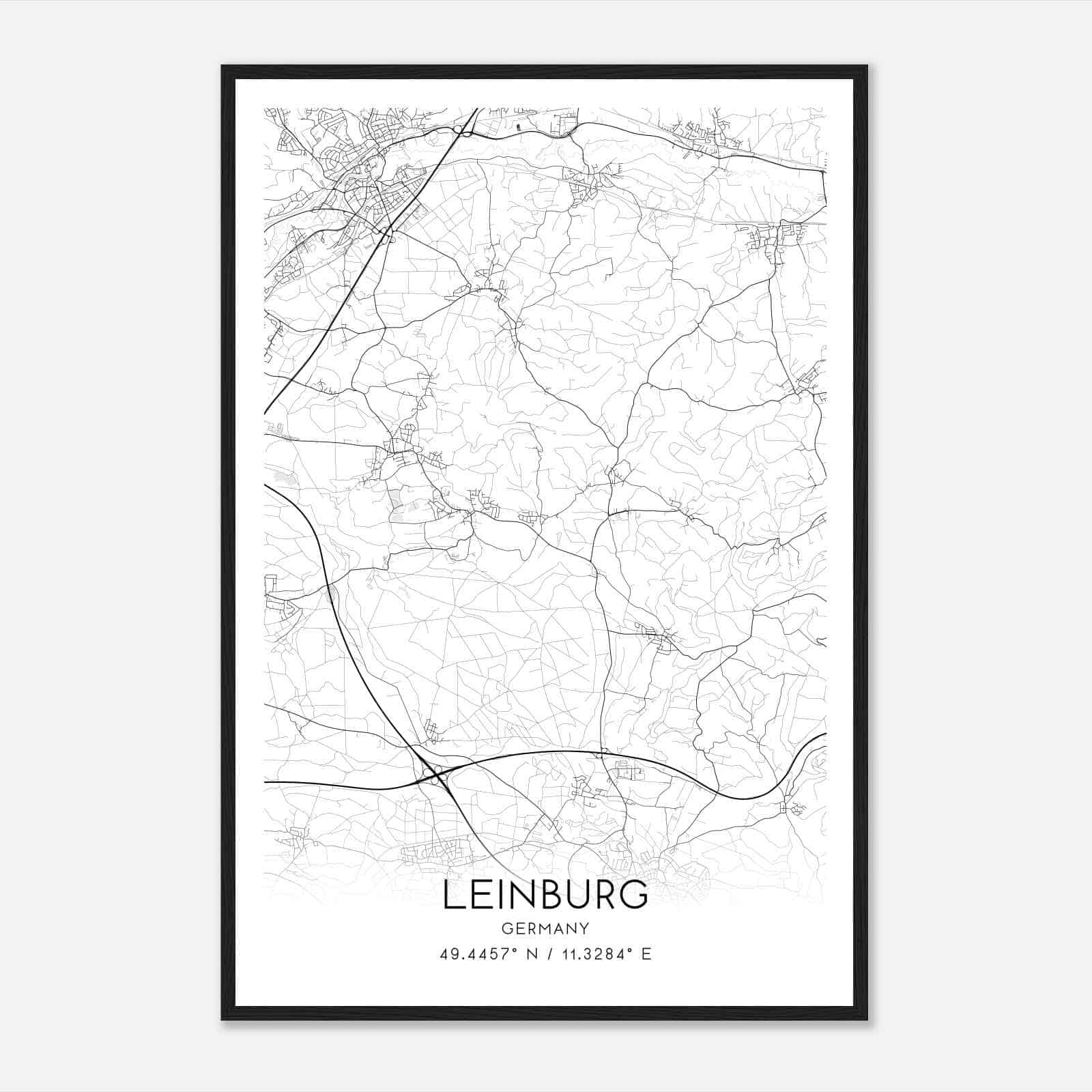 Leinburg Germany Map Poster, Modern Home Decor Wall Art Print