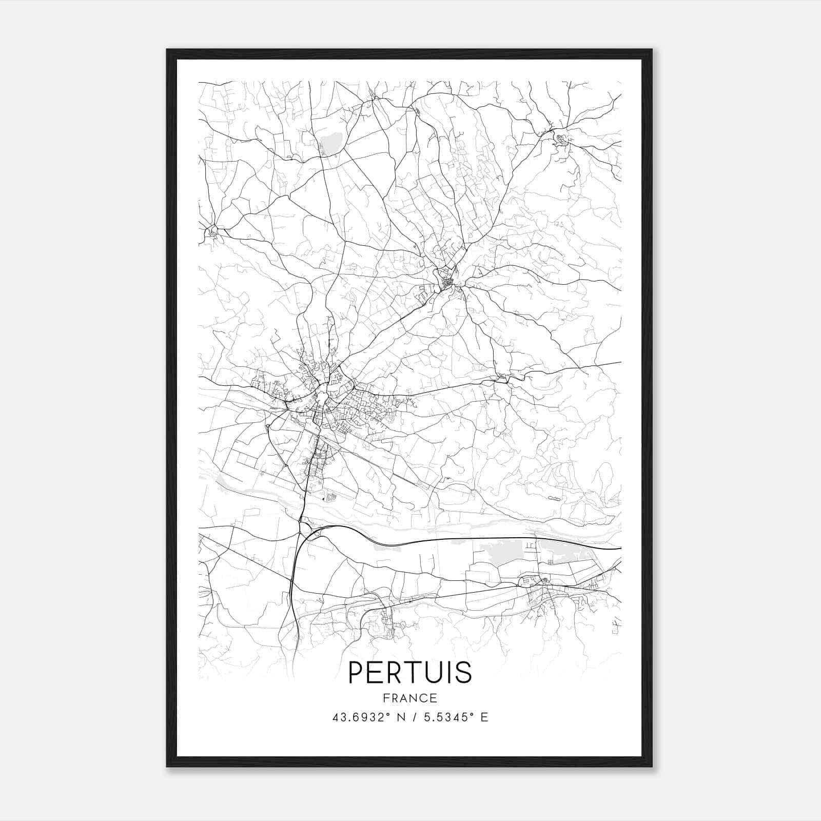 Pertuis France Map Poster, Modern Home Decor Wall Art Print
