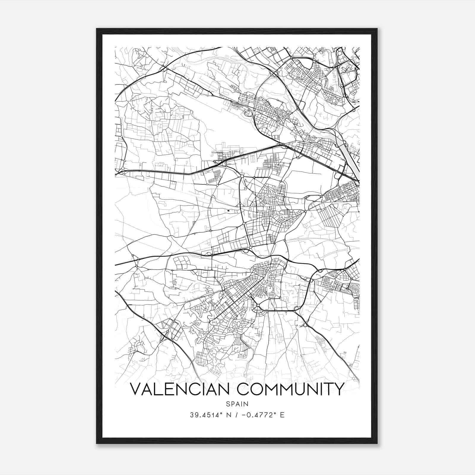 Alacuas Spain Map Poster, Modern Home Decor Wall Art Print