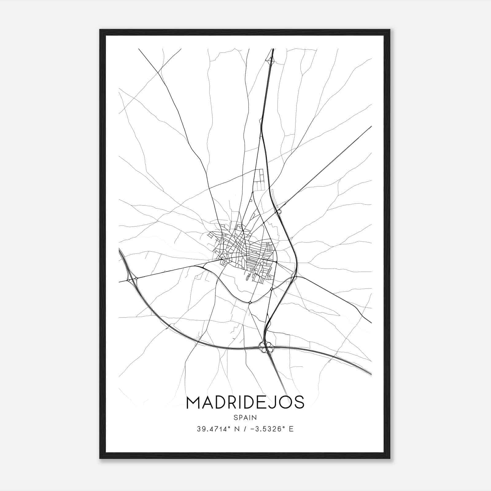 Madridejos Spain Map Poster, Modern Home Decor Wall Art Print