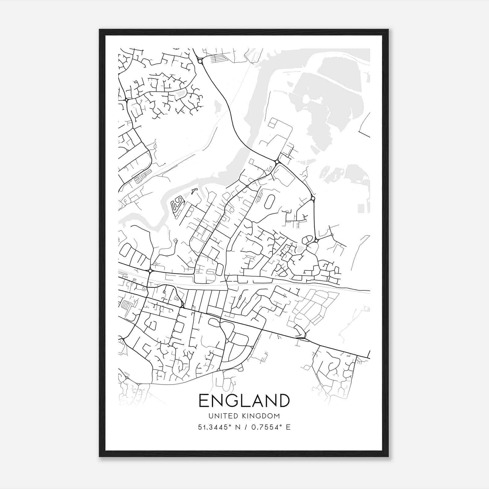 Murston United Kingdom Map Poster, Modern Home Decor Wall Art Print