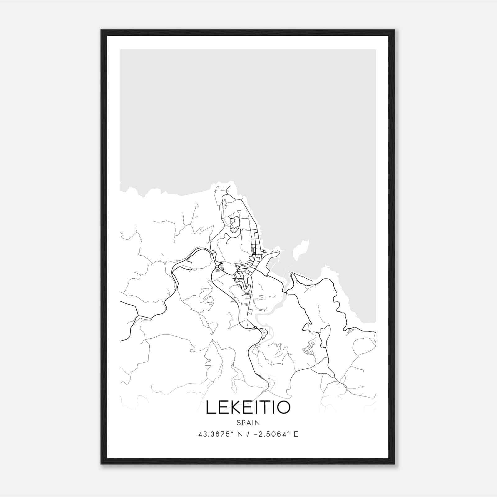 Lekeitio Spain Map Poster, Modern Home Decor Wall Art Print