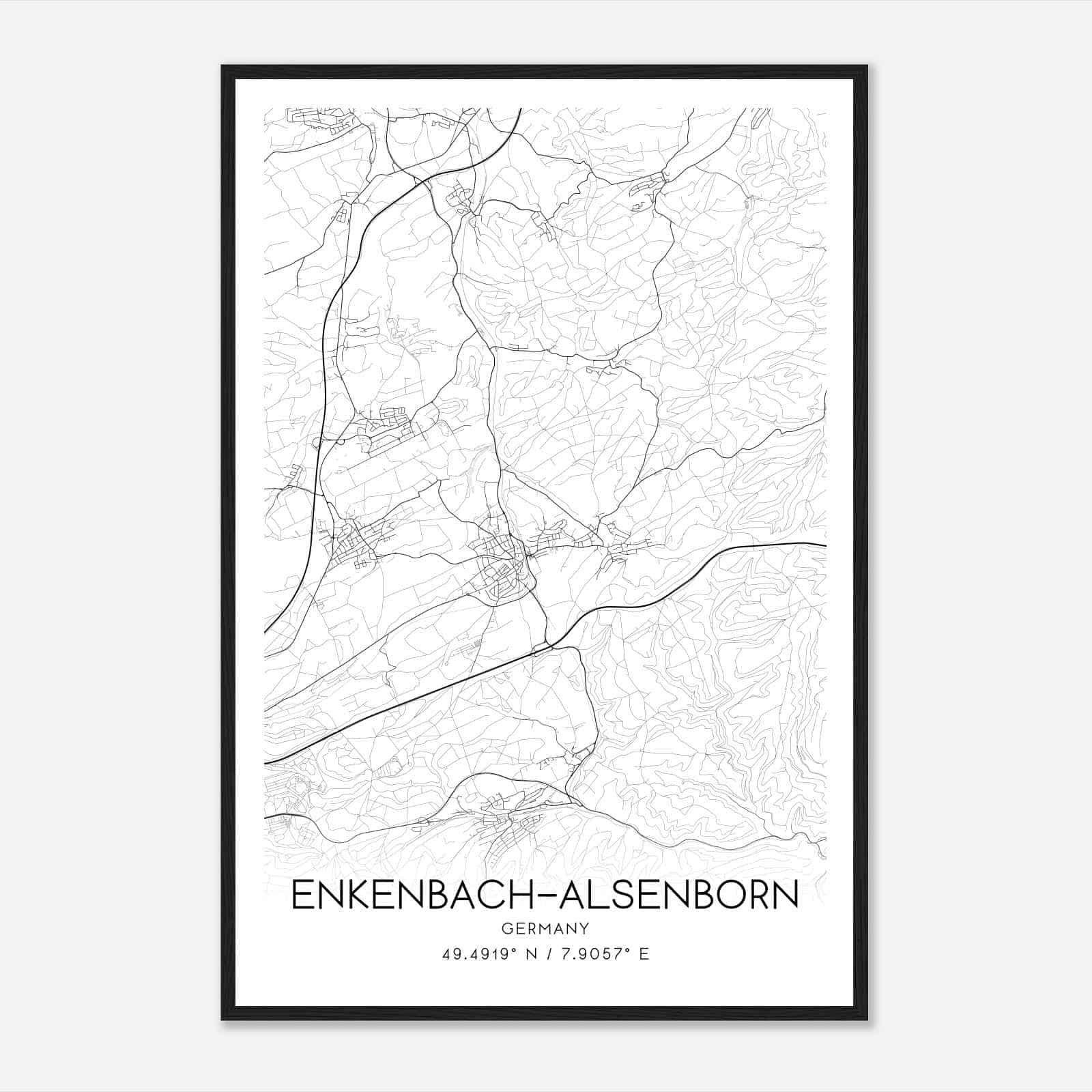 Enkenbach-Alsenborn Germany Map Poster, Modern Home Decor Wall Art Print