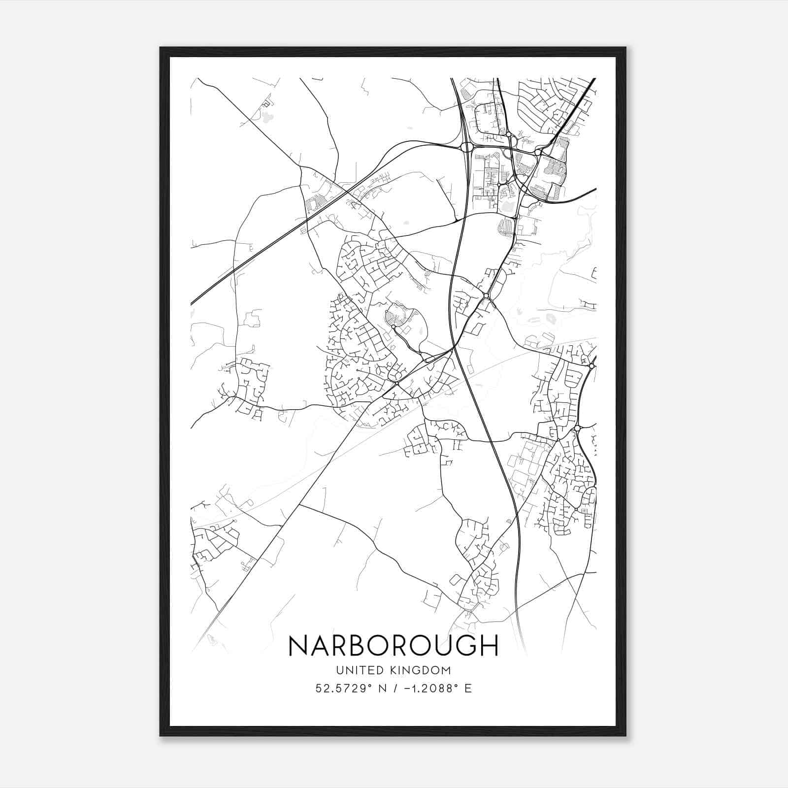 Narborough United Kingdom Map Poster, Modern Home Decor Wall Art Print Narborough United Kingdom Map Poster, Modern Home Decor Wall Art Print