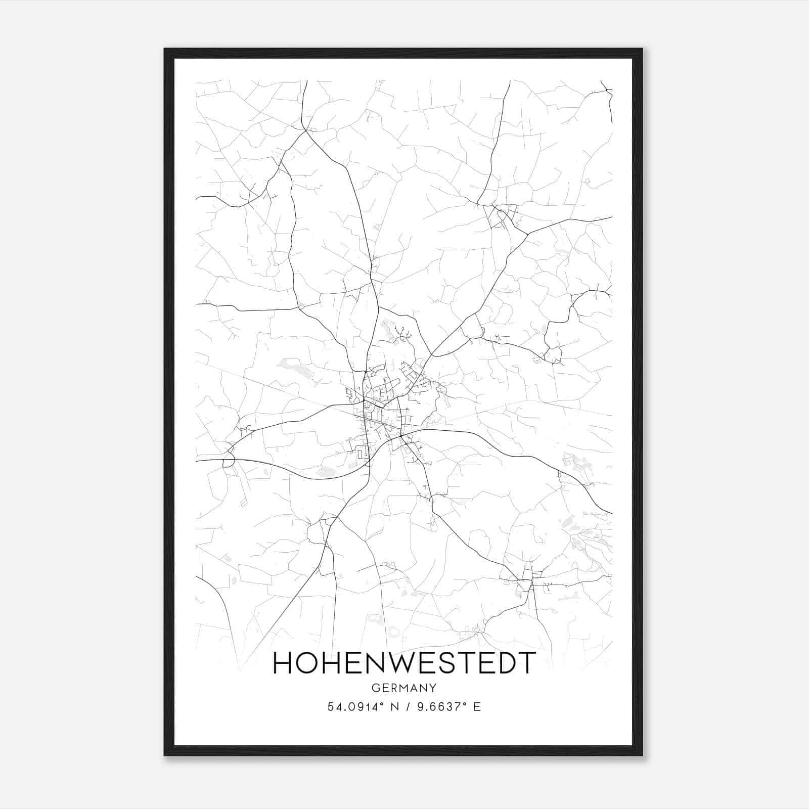 Hohenwestedt Germany Map Poster, Modern Home Decor Wall Art Print