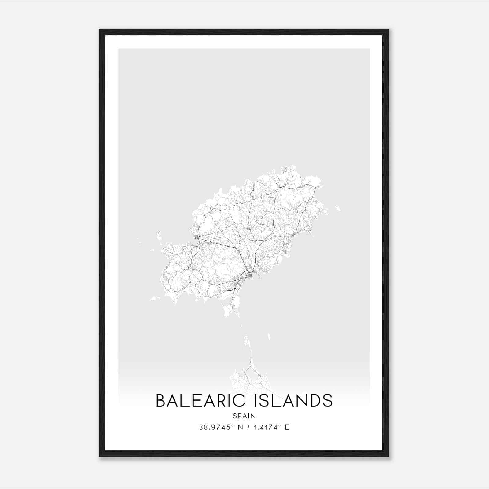 Ibiza Spain Map Poster, Modern Home Decor Wall Art Print