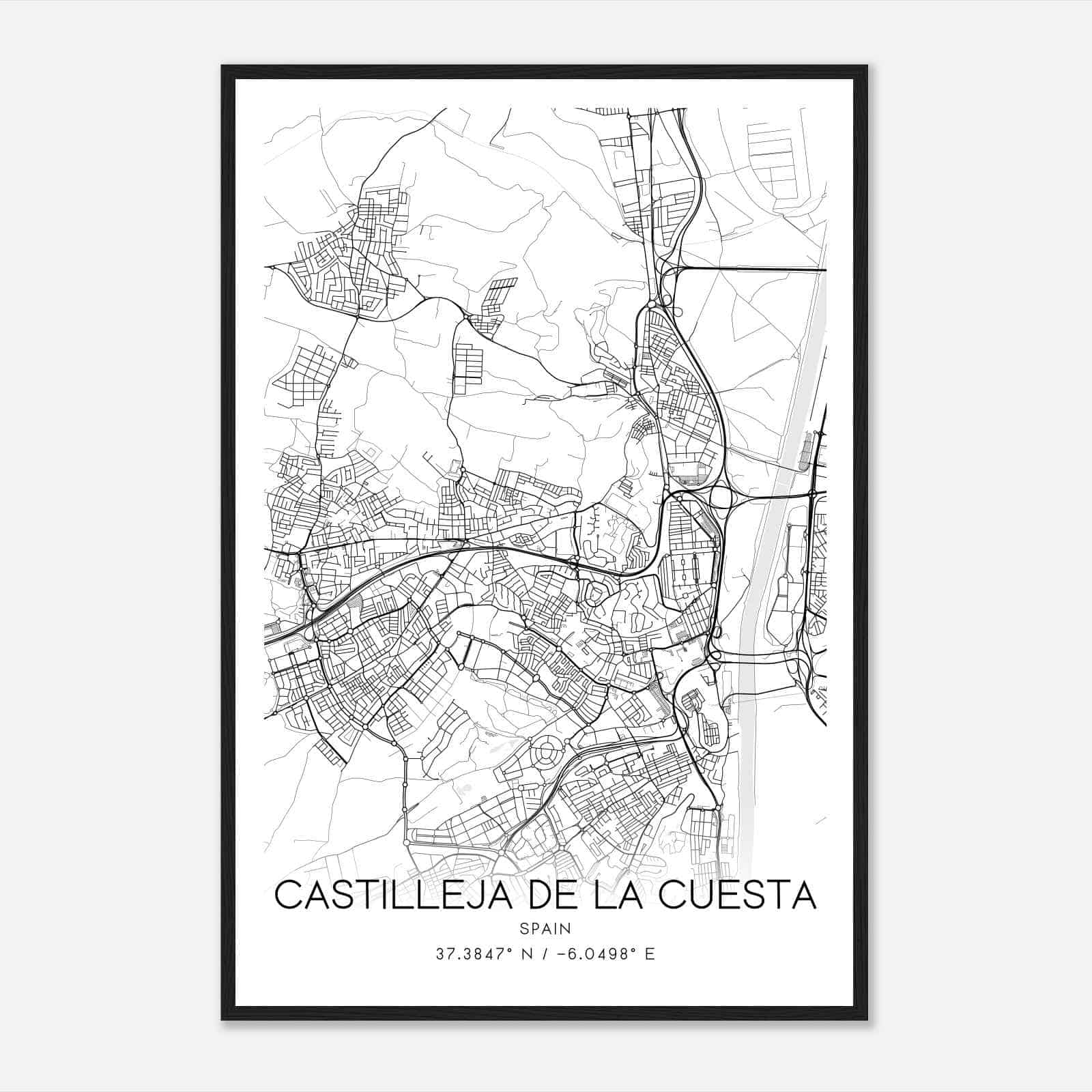 Castilleja de la Cuesta Spain Map Poster, Modern Home Decor Wall Art Print