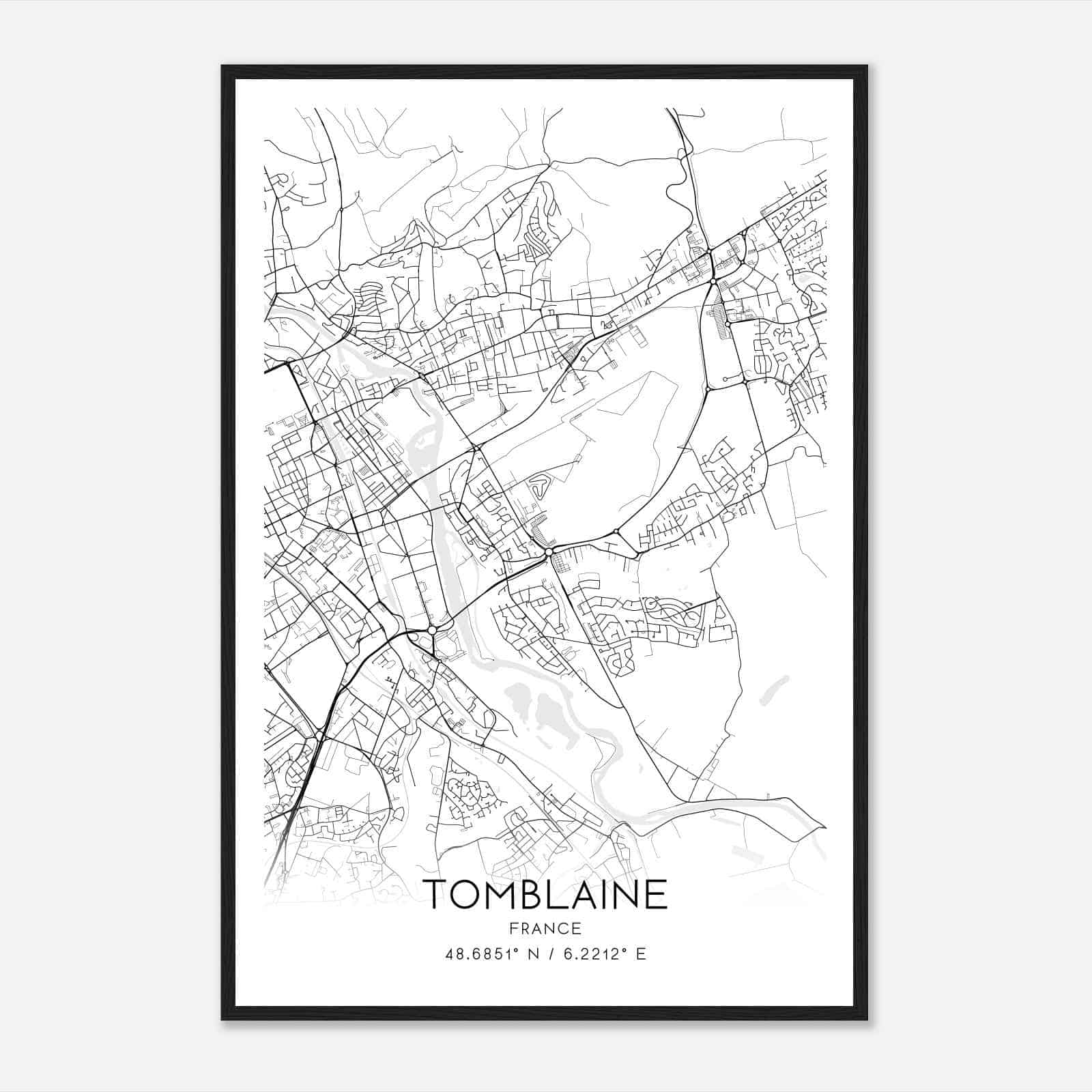Tomblaine France Map Poster, Modern Home Decor Wall Art Print